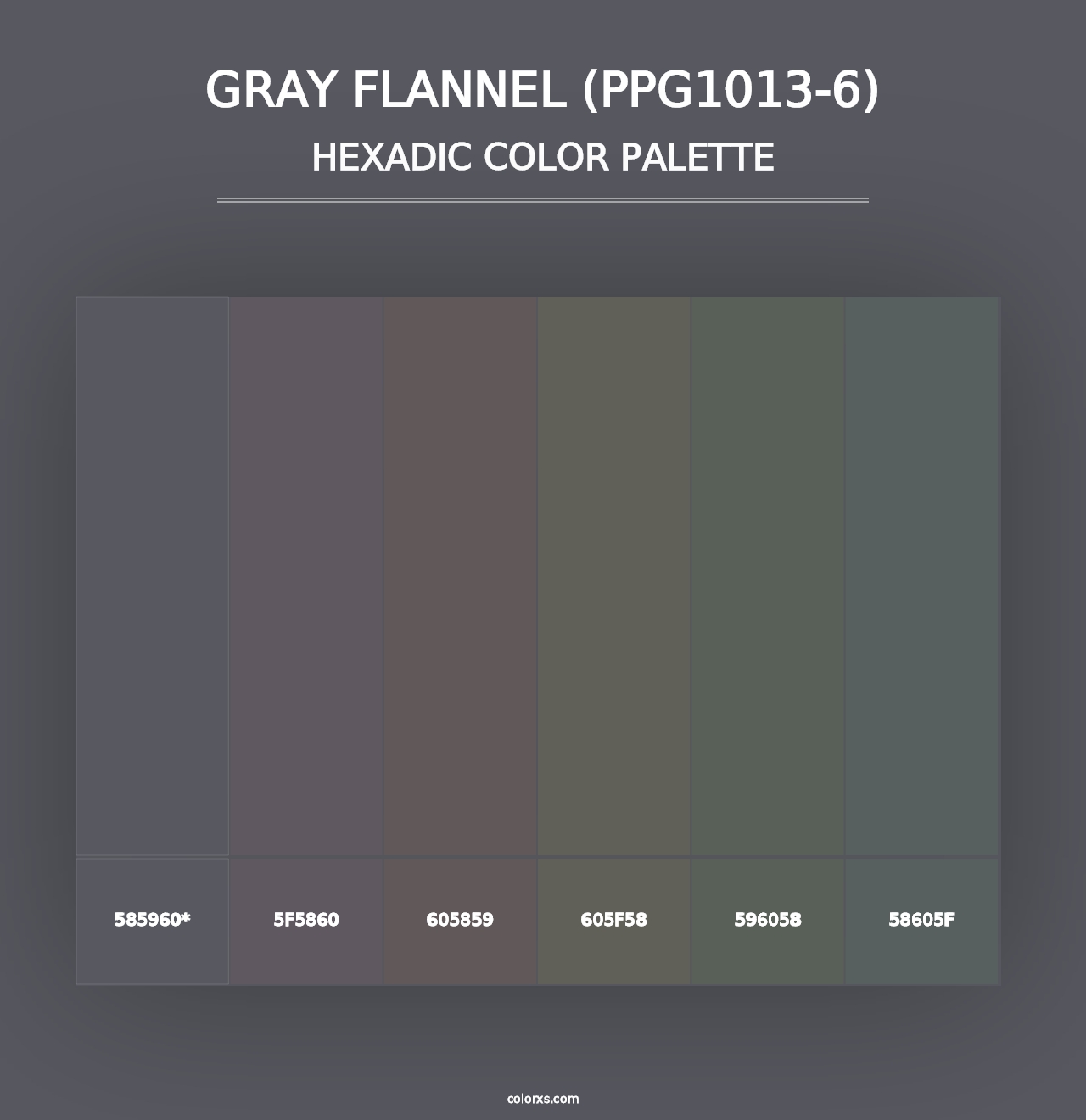 Gray Flannel (PPG1013-6) - Hexadic Color Palette