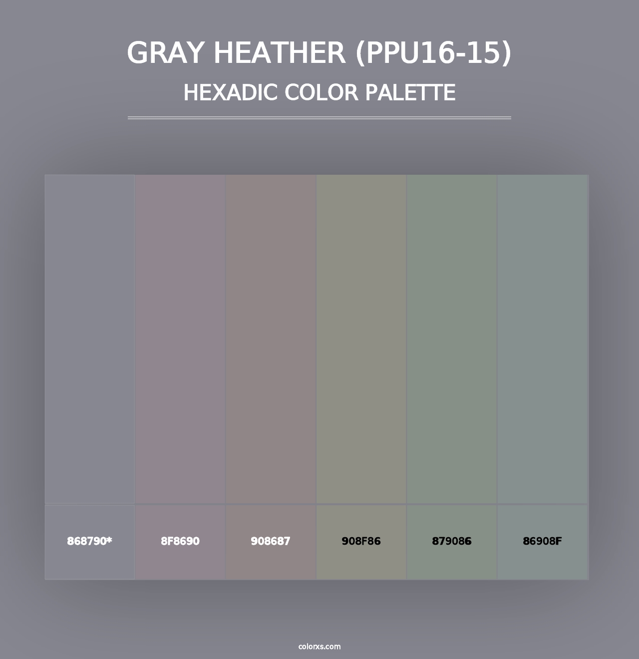 Gray Heather (PPU16-15) - Hexadic Color Palette