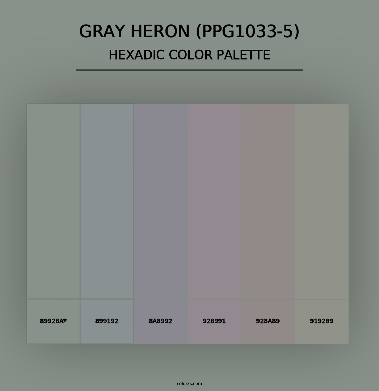 Gray Heron (PPG1033-5) - Hexadic Color Palette