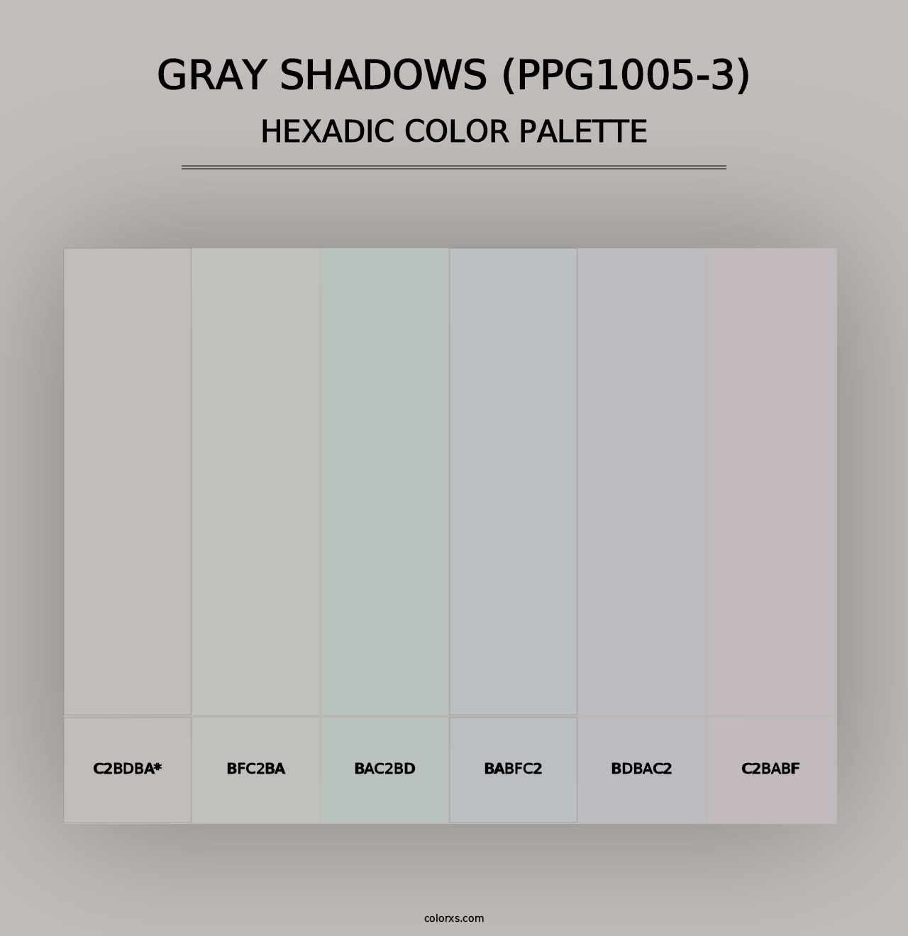 Gray Shadows (PPG1005-3) - Hexadic Color Palette