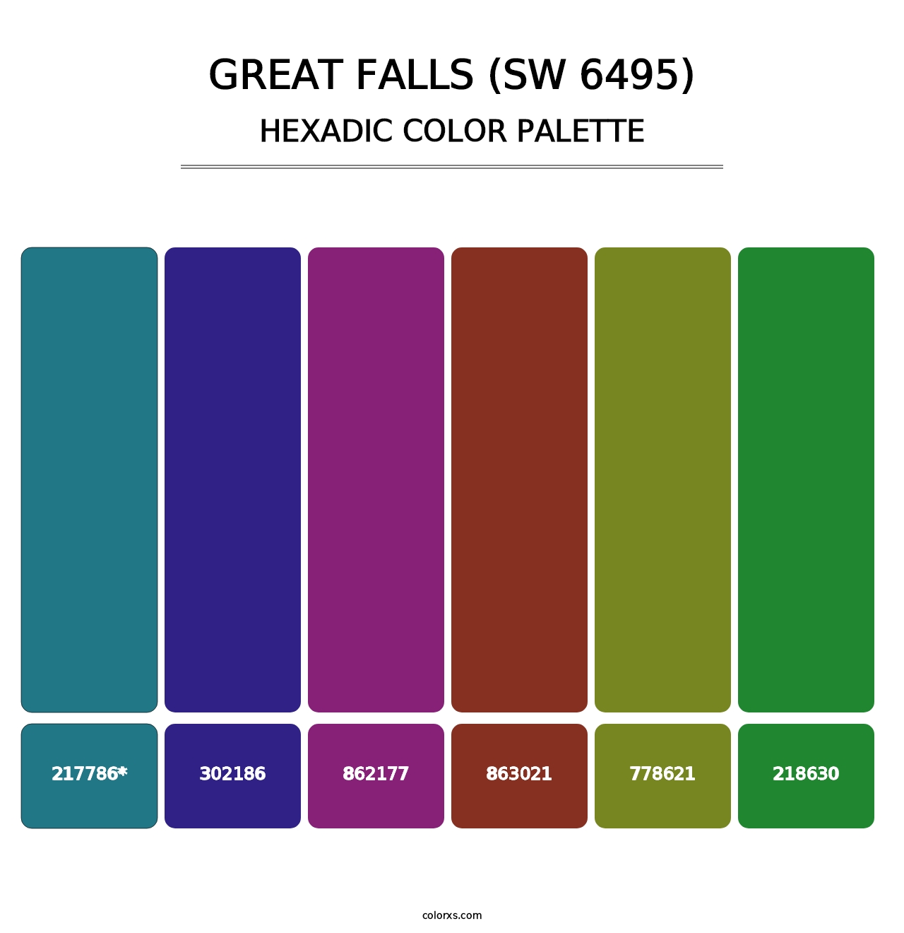 Great Falls (SW 6495) - Hexadic Color Palette