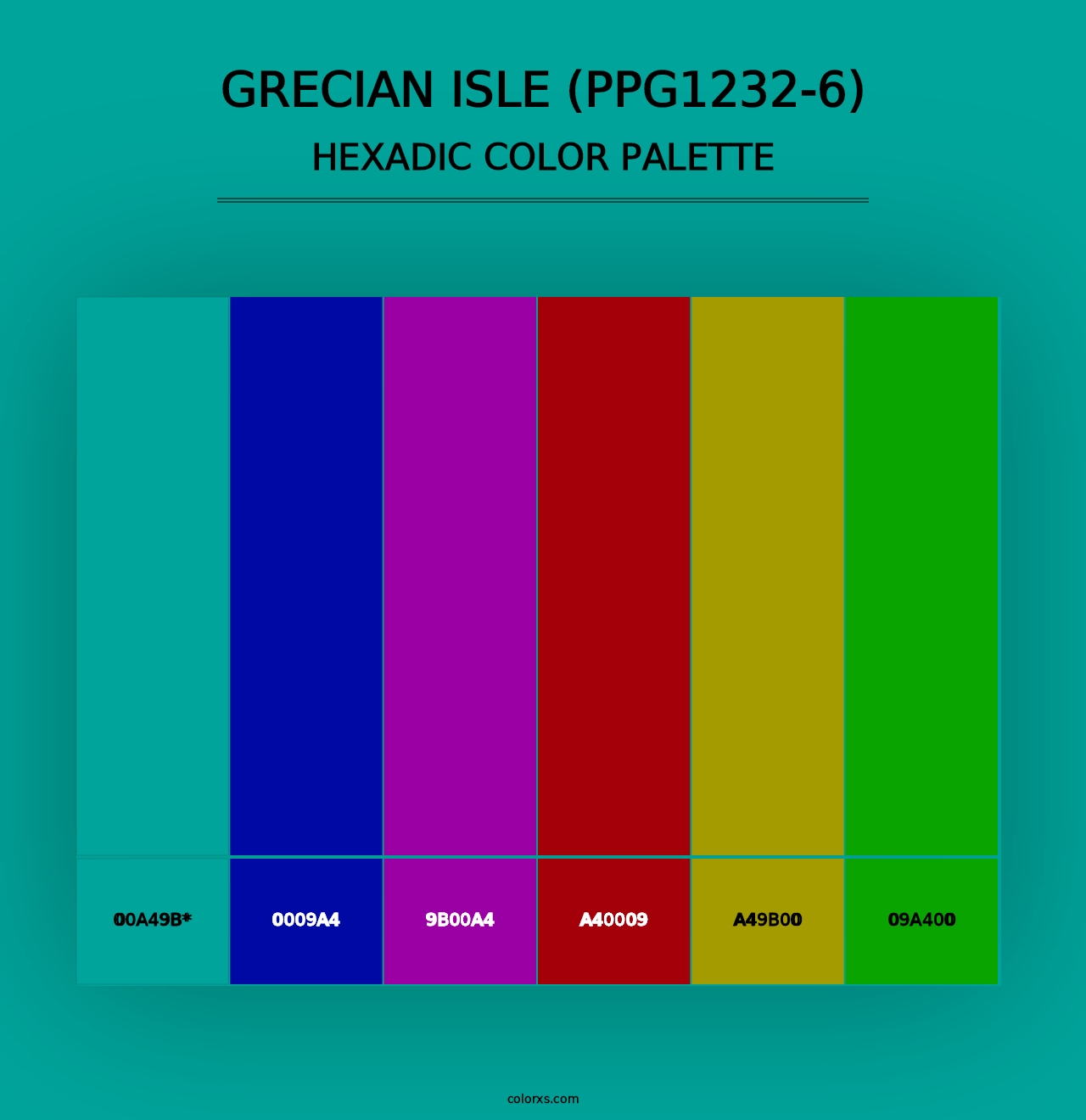 Grecian Isle (PPG1232-6) - Hexadic Color Palette