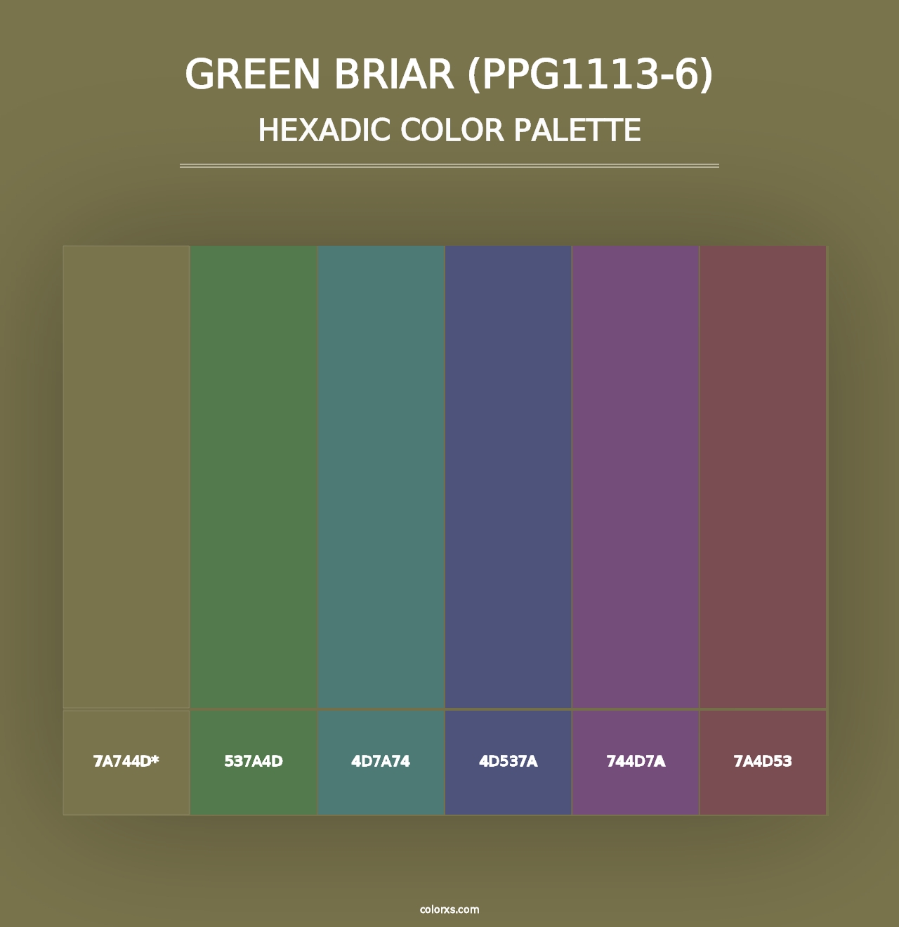 Green Briar (PPG1113-6) - Hexadic Color Palette