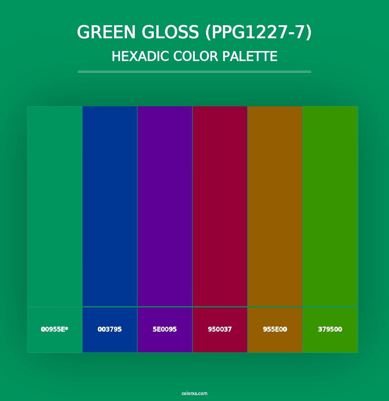 Green Gloss (PPG1227-7) - Hexadic Color Palette