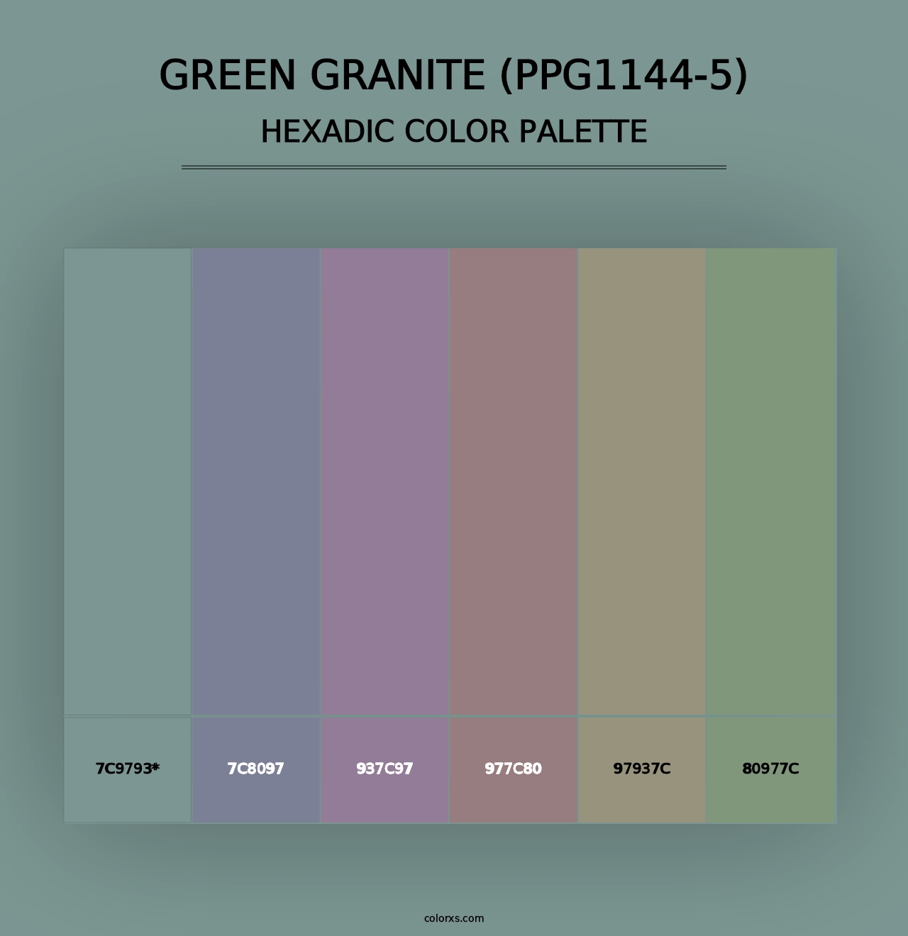 Green Granite (PPG1144-5) - Hexadic Color Palette