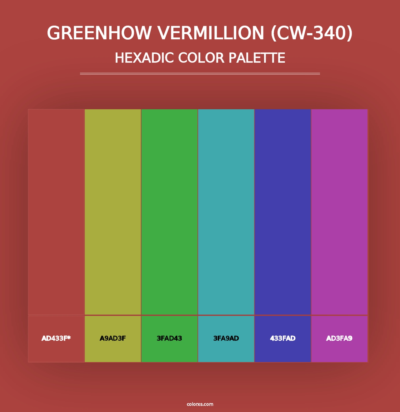 Greenhow Vermillion (CW-340) - Hexadic Color Palette