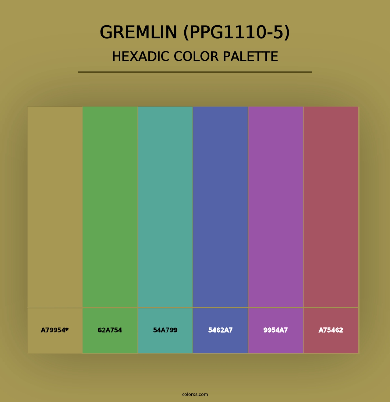 Gremlin (PPG1110-5) - Hexadic Color Palette