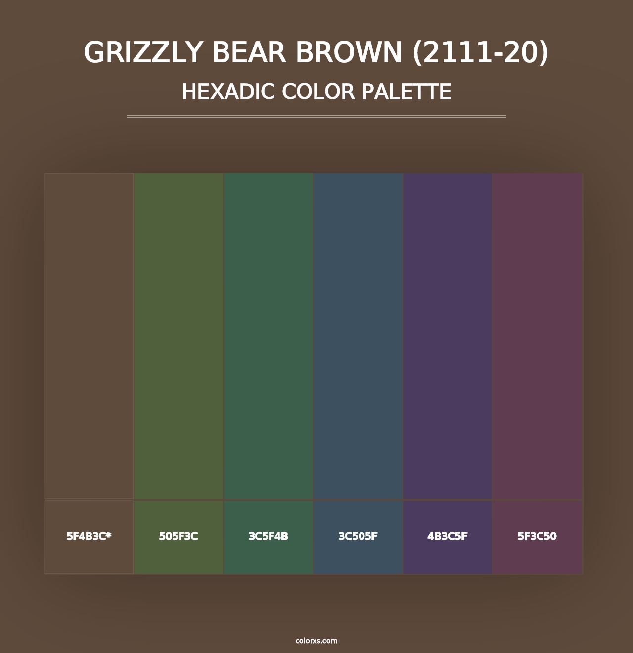 Grizzly Bear Brown (2111-20) - Hexadic Color Palette