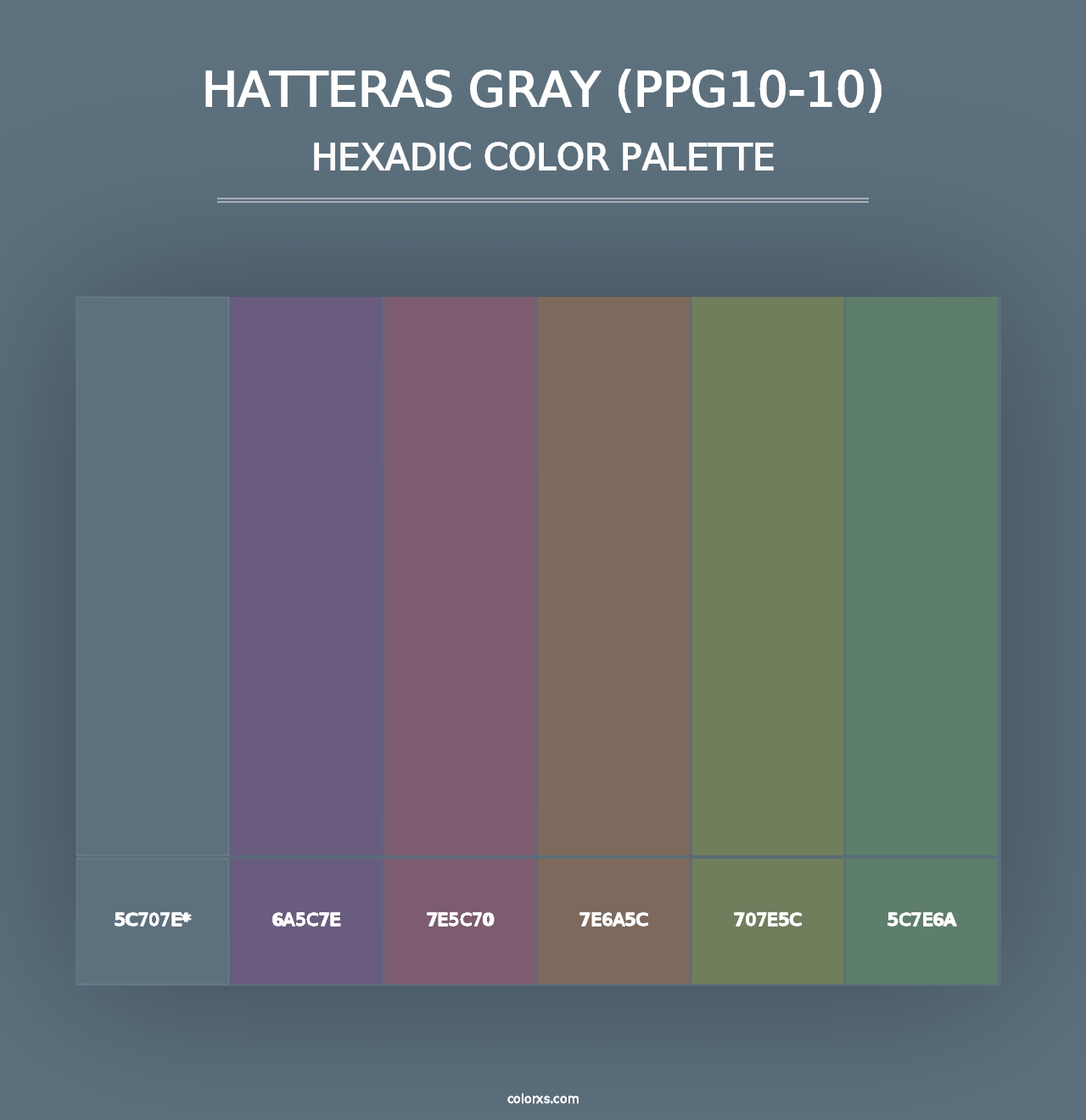 Hatteras Gray (PPG10-10) - Hexadic Color Palette