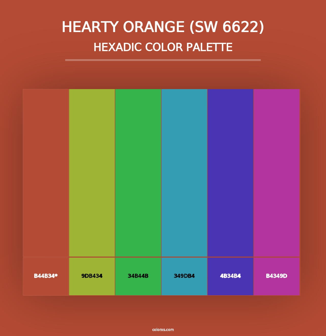 Hearty Orange (SW 6622) - Hexadic Color Palette