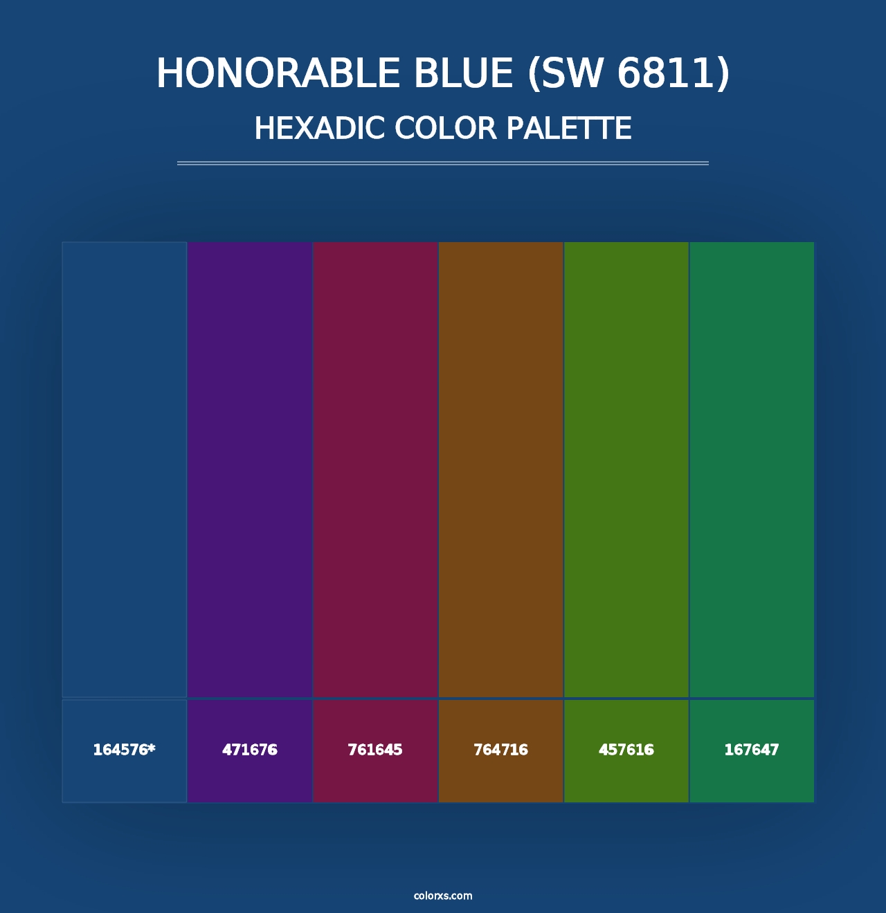 Honorable Blue (SW 6811) - Hexadic Color Palette