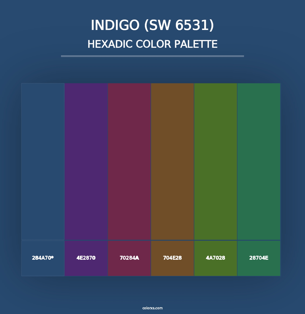 Indigo (SW 6531) - Hexadic Color Palette