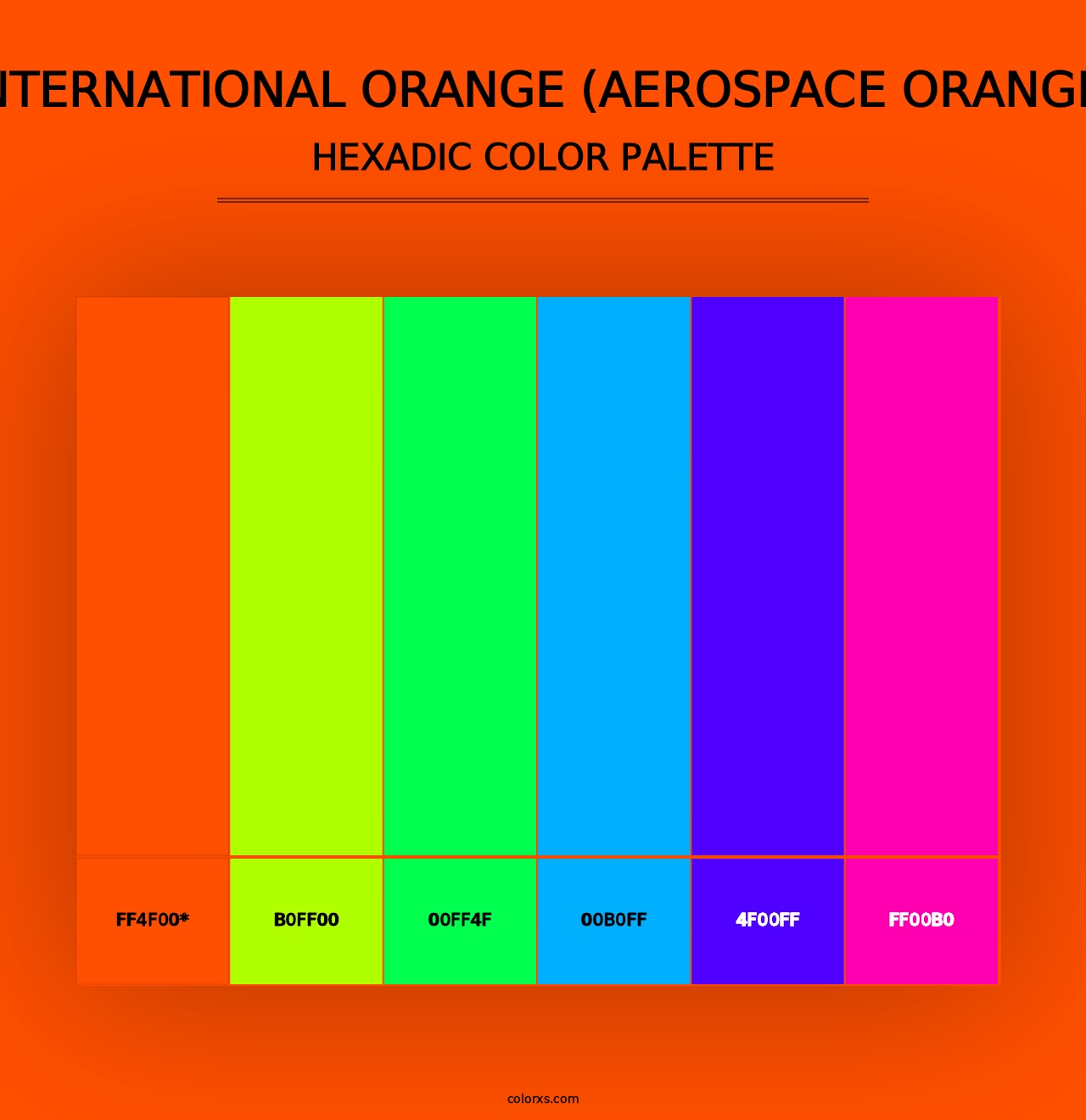 International Orange (Aerospace Orange) - Hexadic Color Palette