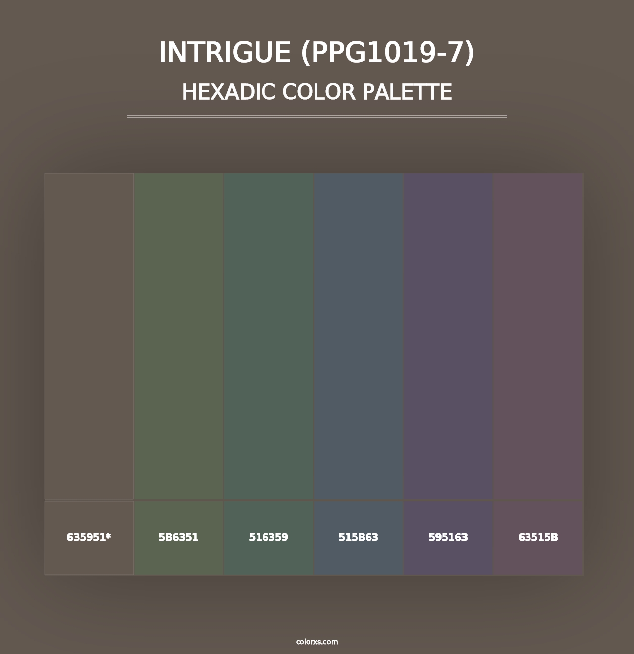 Intrigue (PPG1019-7) - Hexadic Color Palette