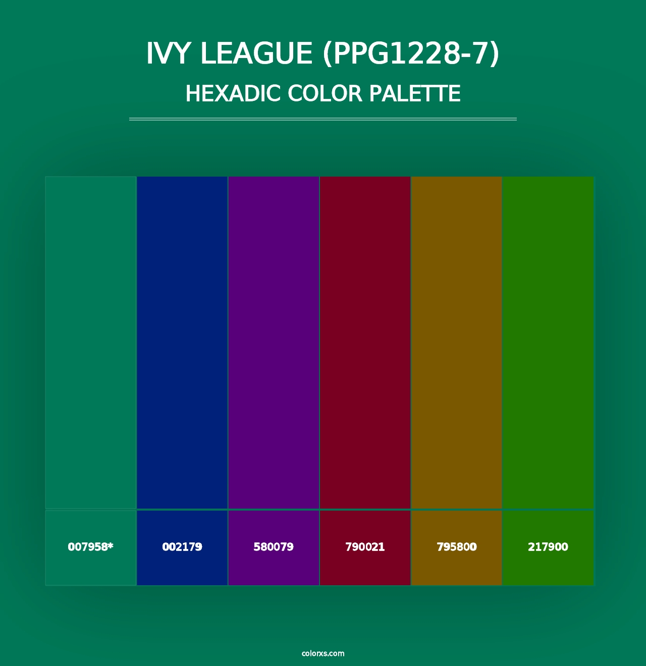 Ivy League (PPG1228-7) - Hexadic Color Palette