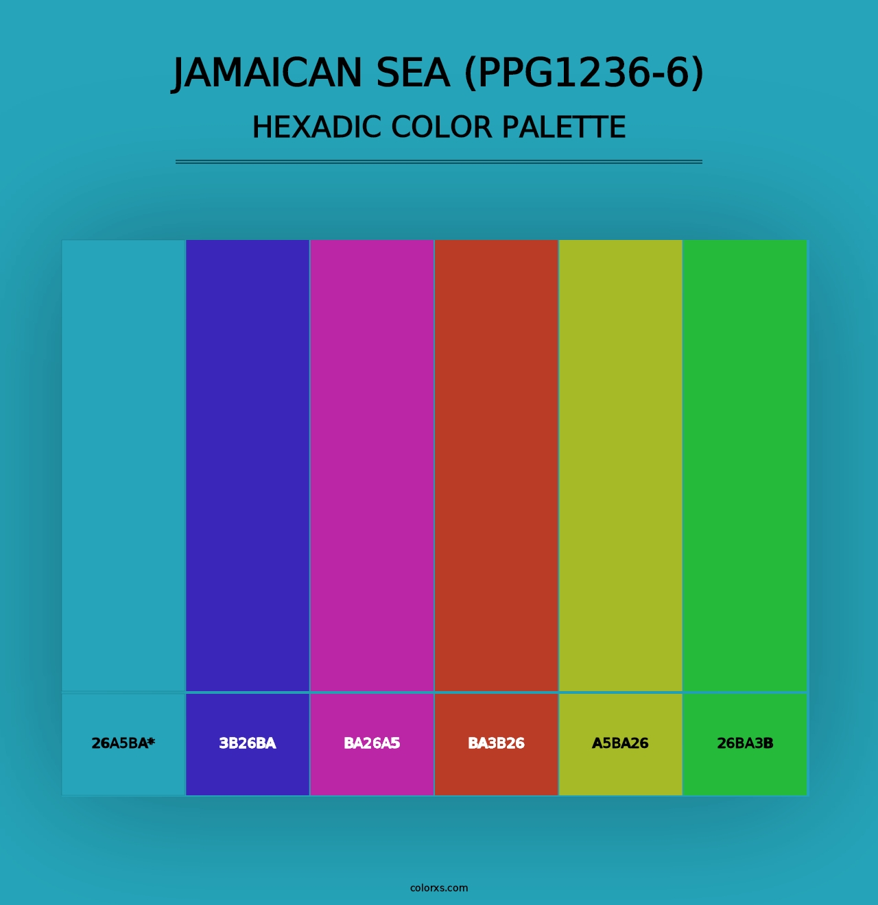 Jamaican Sea (PPG1236-6) - Hexadic Color Palette