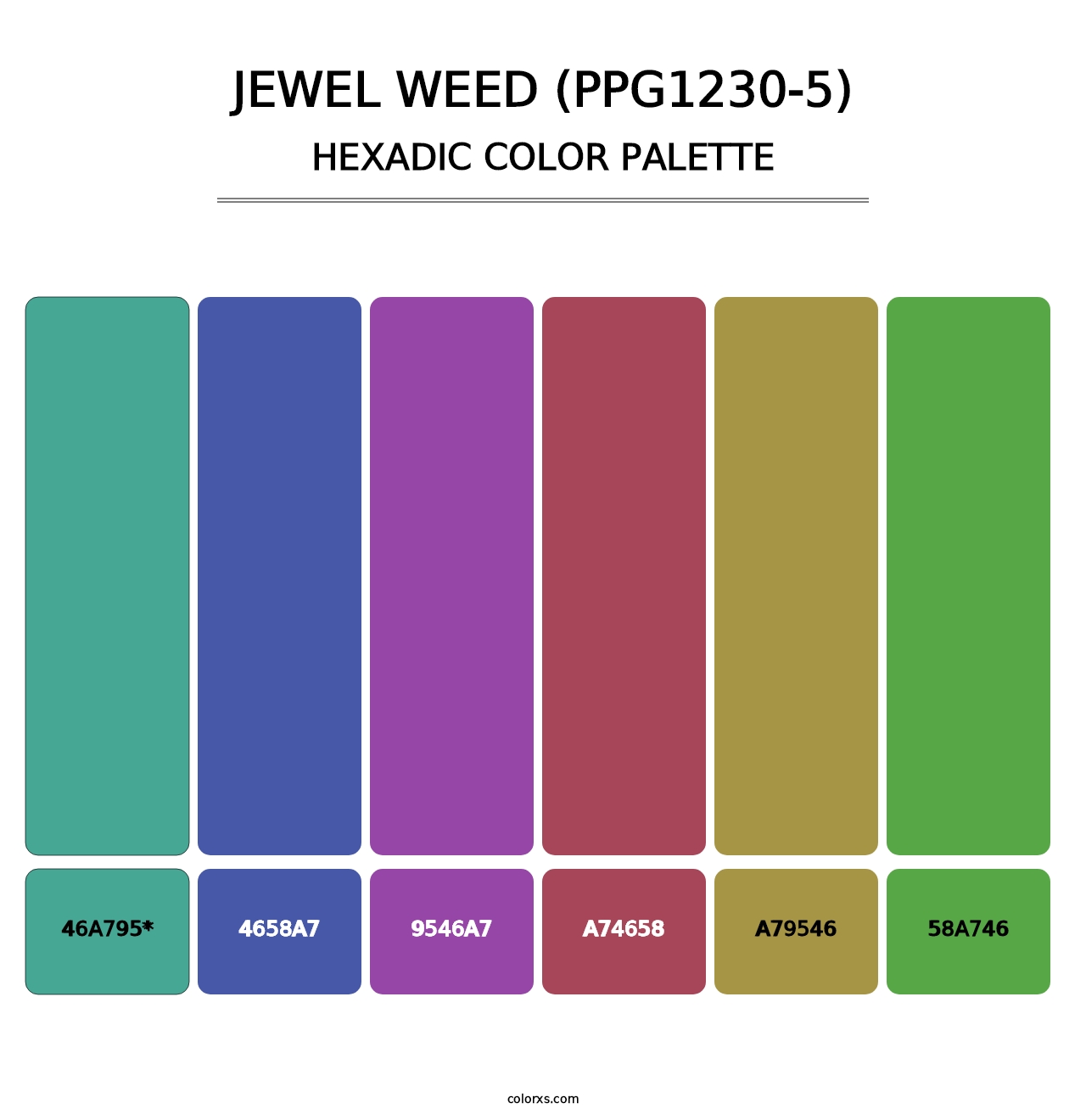 Jewel Weed (PPG1230-5) - Hexadic Color Palette