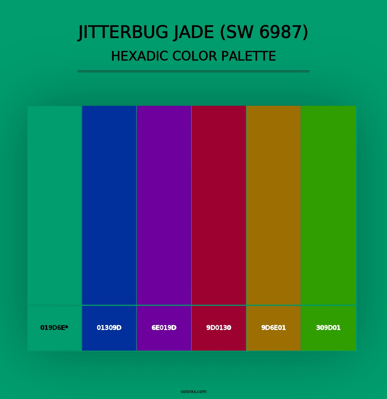 Jitterbug Jade (SW 6987) - Hexadic Color Palette