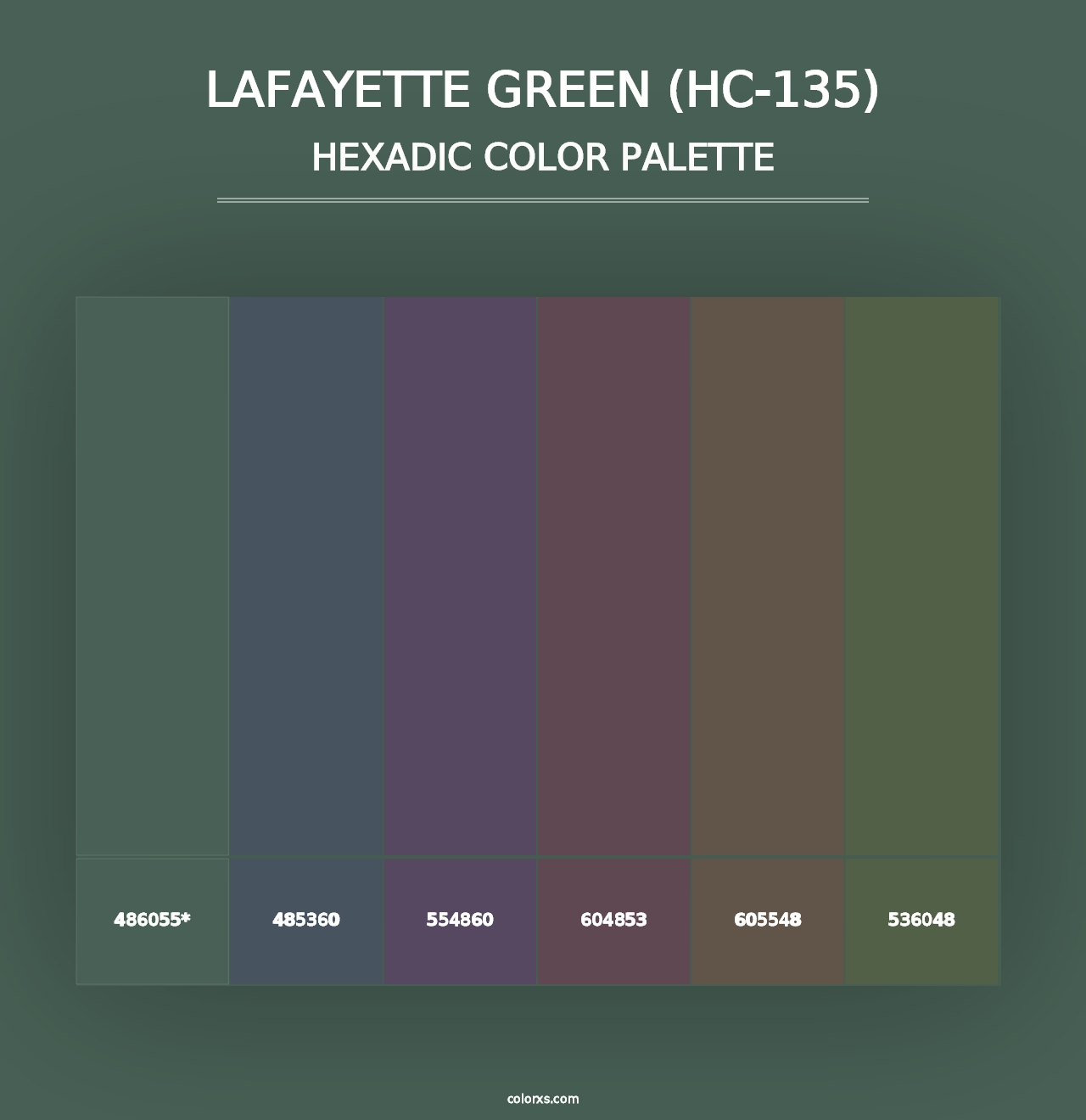 Lafayette Green (HC-135) - Hexadic Color Palette