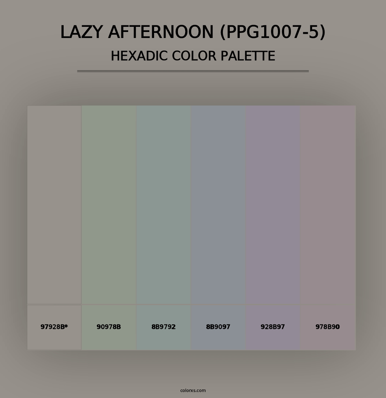 Lazy Afternoon (PPG1007-5) - Hexadic Color Palette