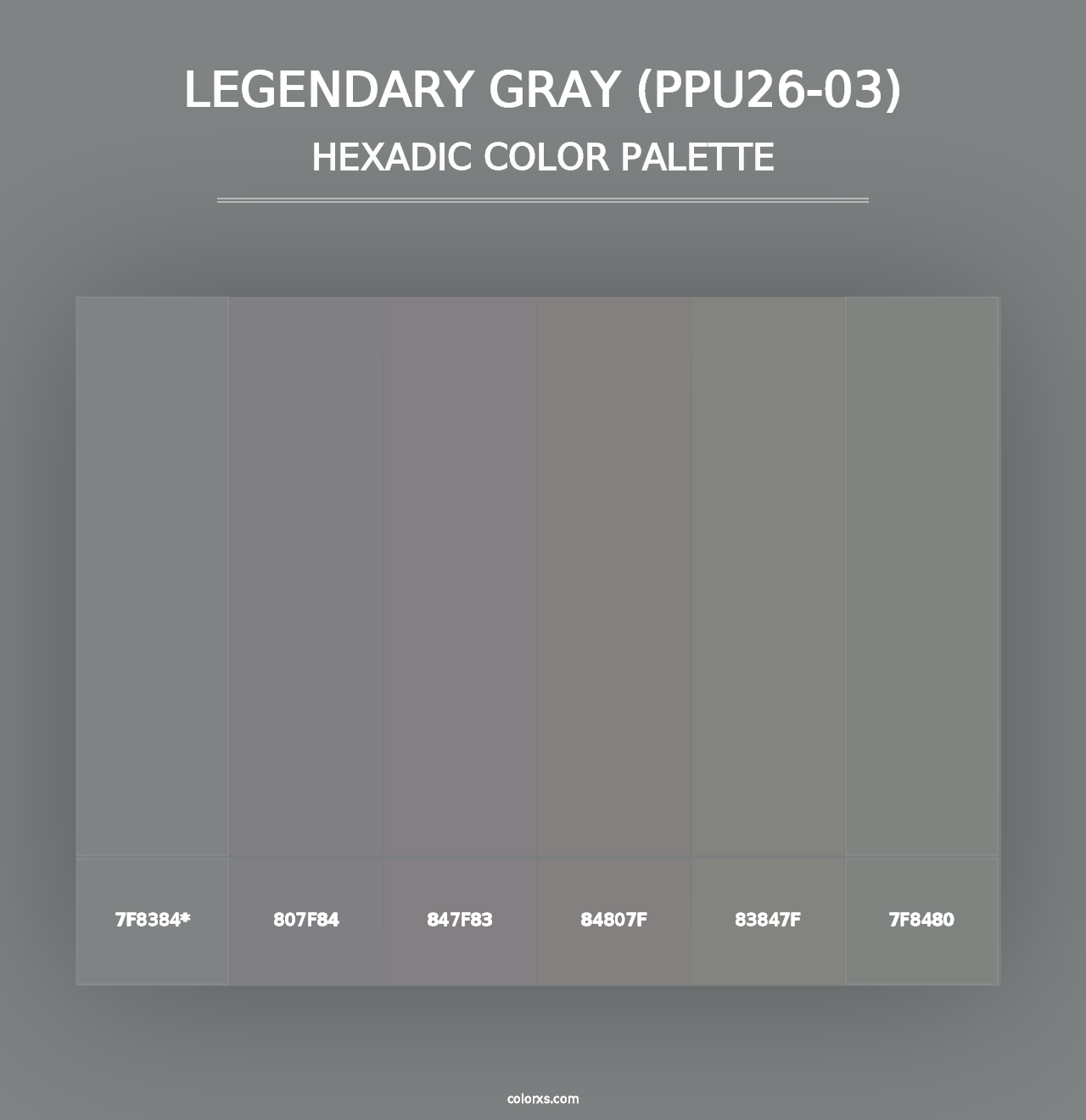 Legendary Gray (PPU26-03) - Hexadic Color Palette