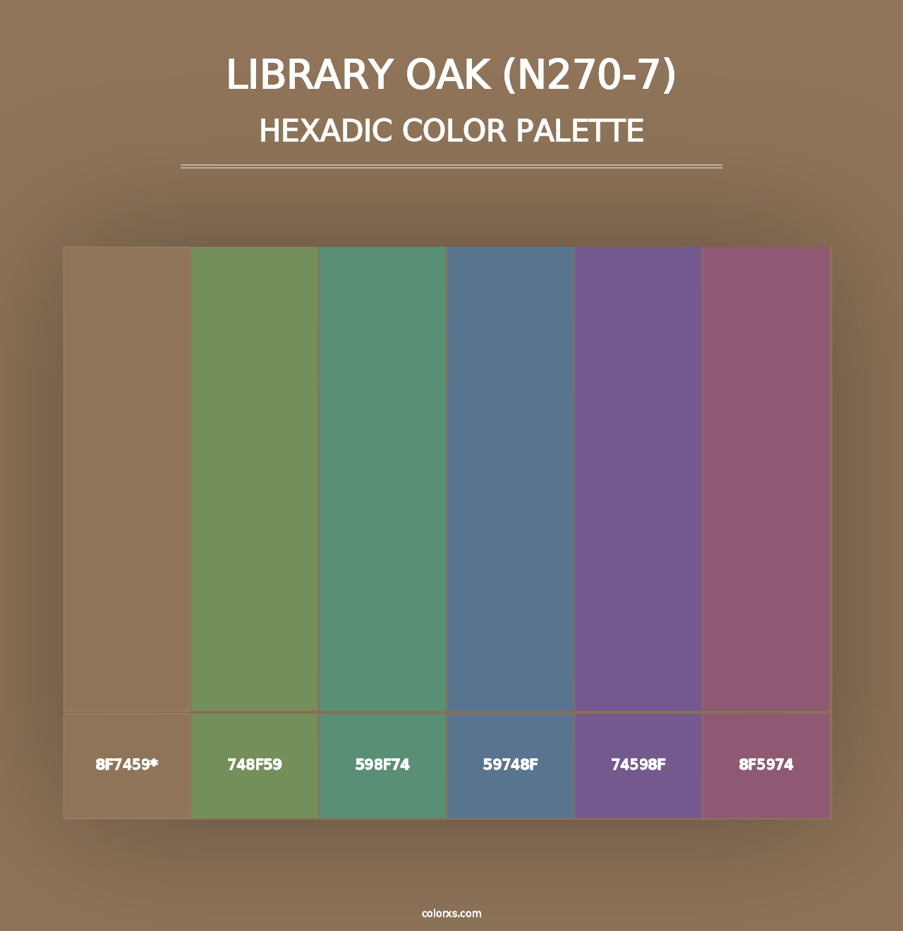 Library Oak (N270-7) - Hexadic Color Palette