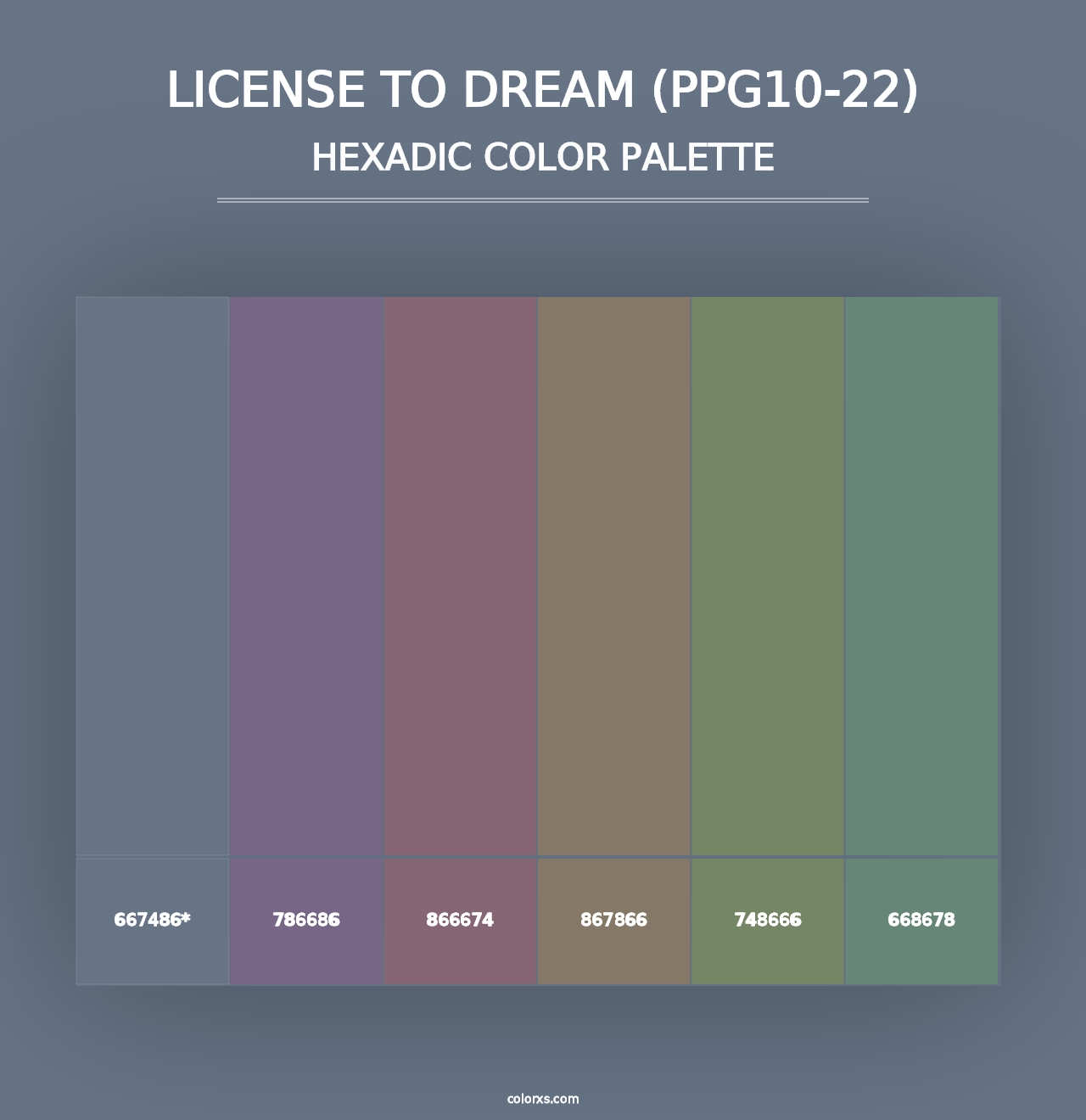 License To Dream (PPG10-22) - Hexadic Color Palette