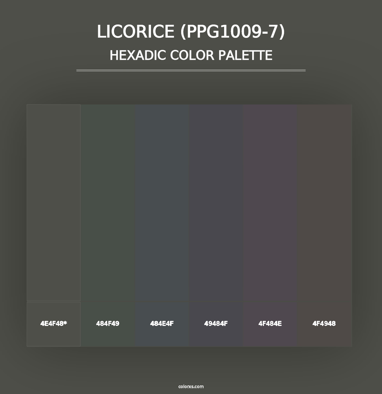 Licorice (PPG1009-7) - Hexadic Color Palette