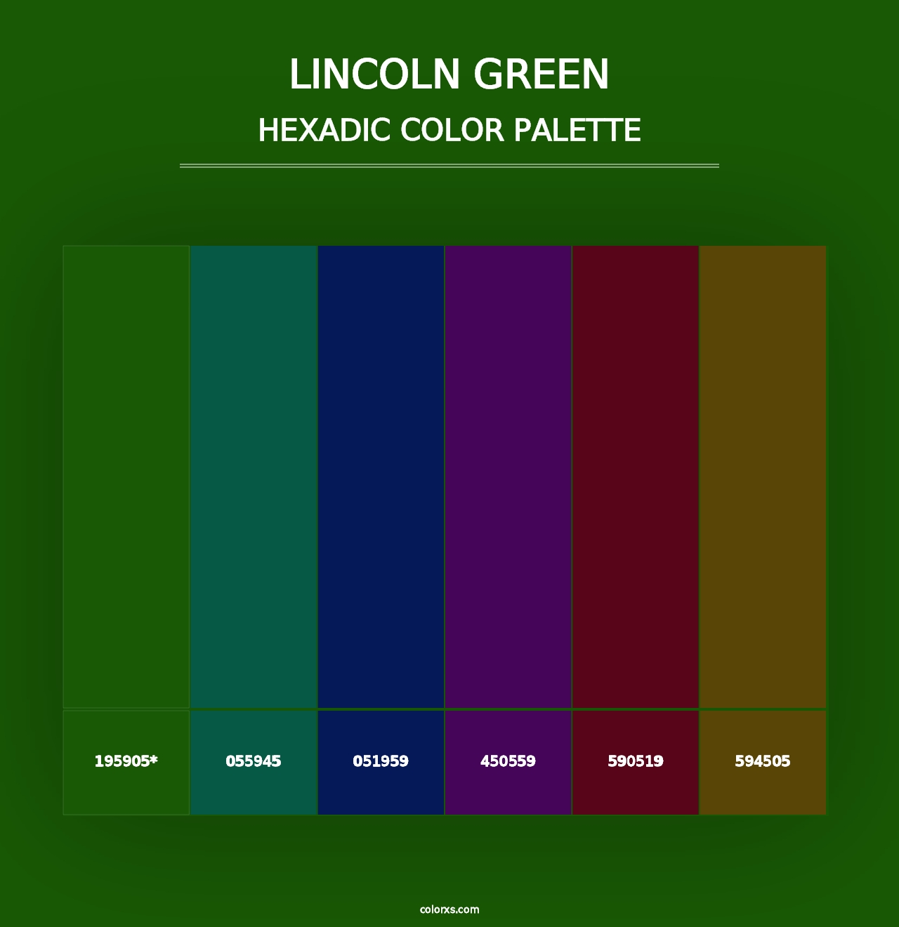 Lincoln Green - Hexadic Color Palette