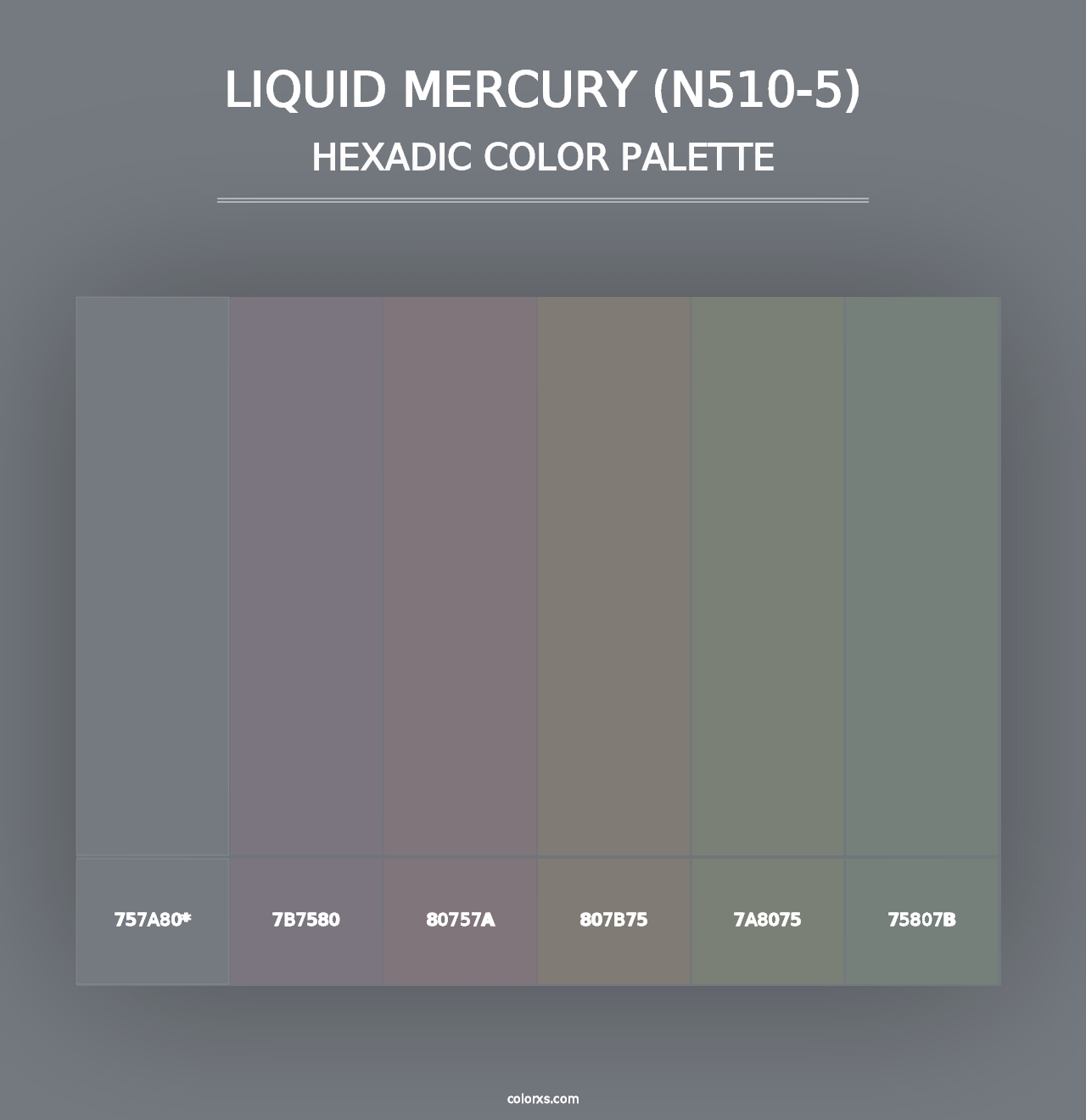 Liquid Mercury (N510-5) - Hexadic Color Palette