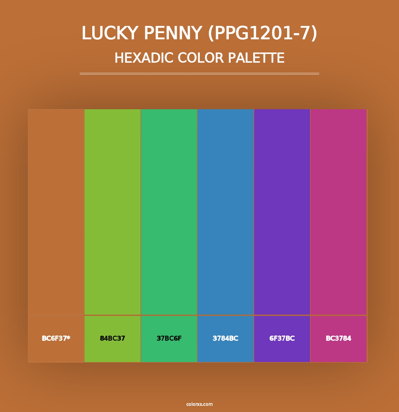 Lucky Penny (PPG1201-7) - Hexadic Color Palette