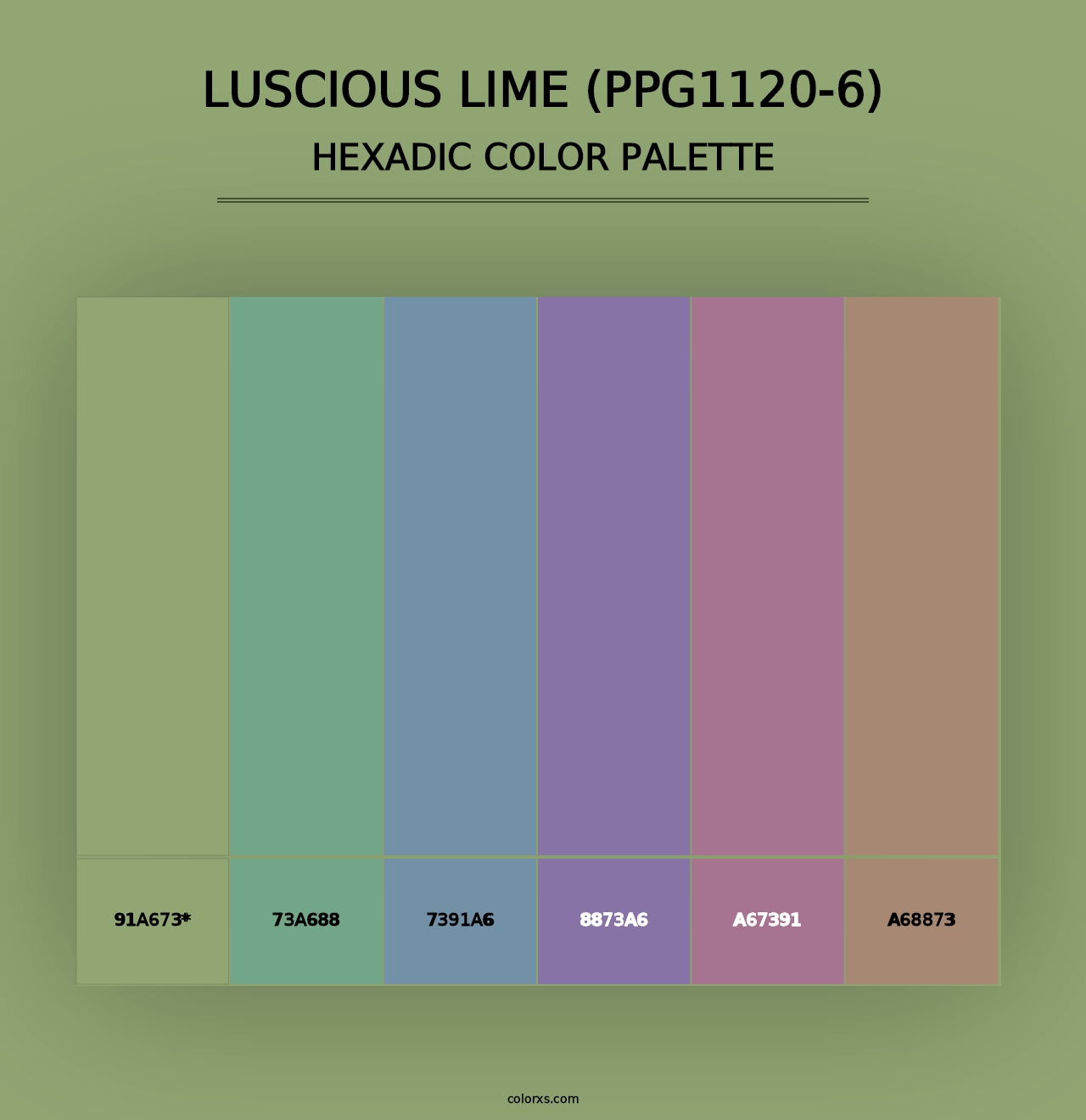 Luscious Lime (PPG1120-6) - Hexadic Color Palette