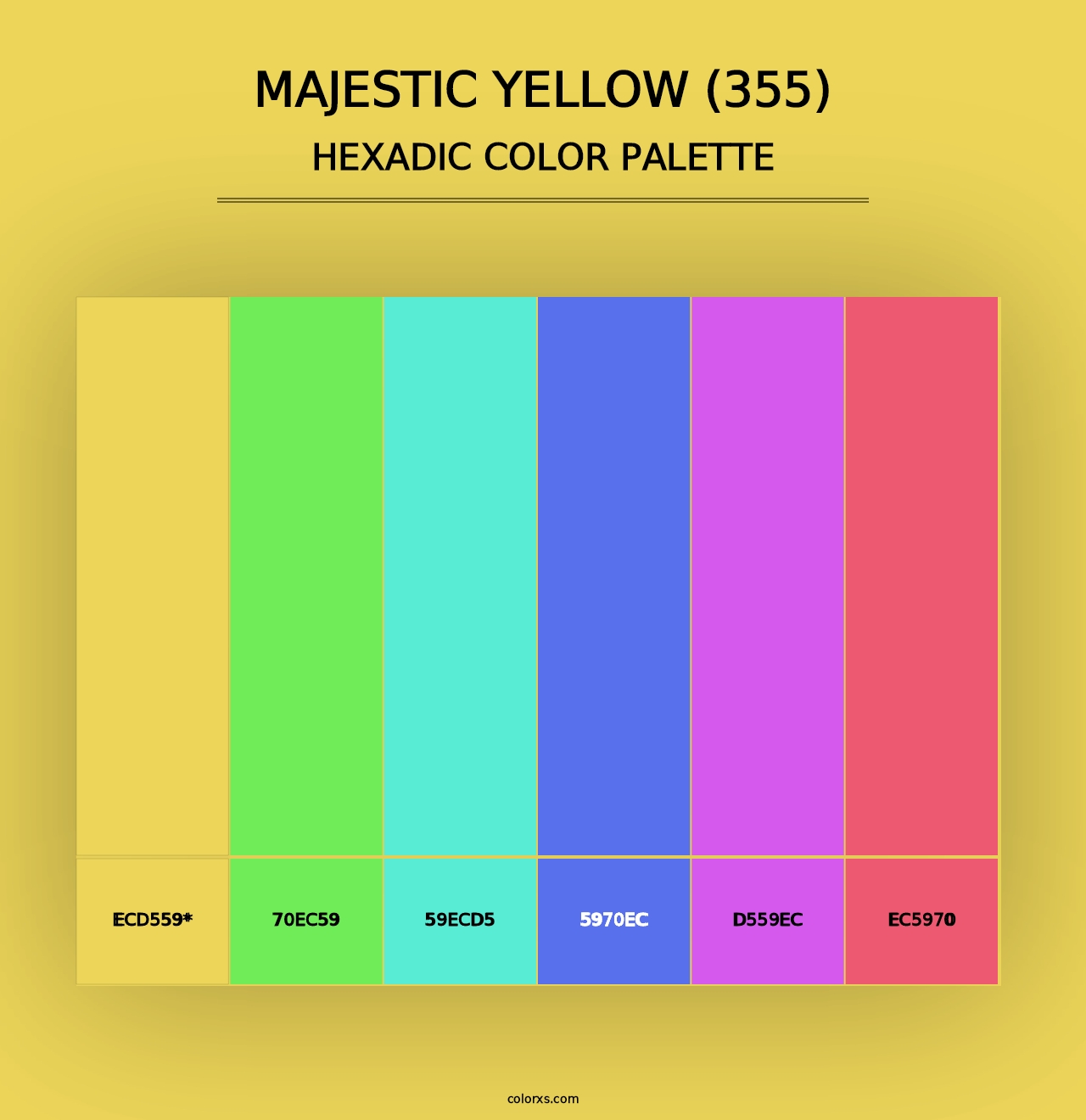 Majestic Yellow (355) - Hexadic Color Palette