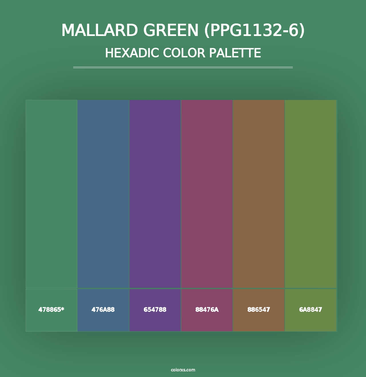 Mallard Green (PPG1132-6) - Hexadic Color Palette