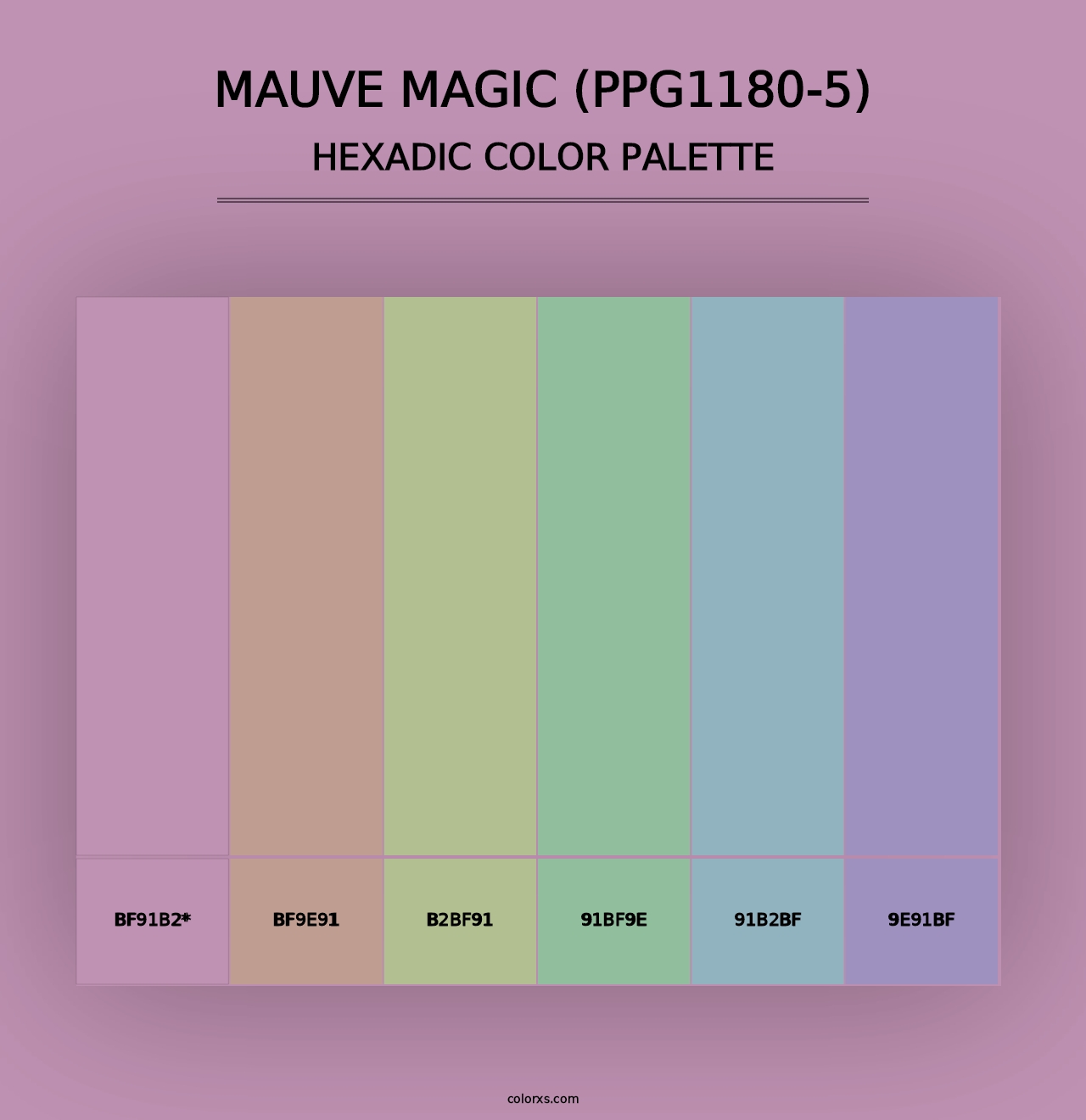 Mauve Magic (PPG1180-5) - Hexadic Color Palette