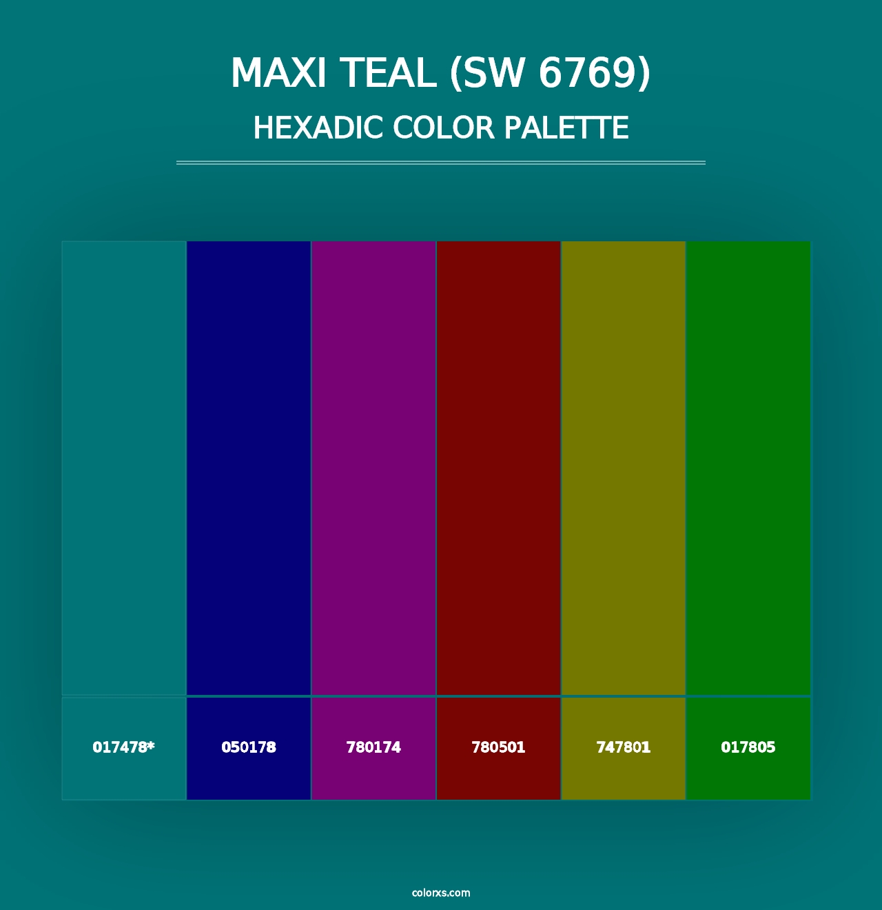 Maxi Teal (SW 6769) - Hexadic Color Palette