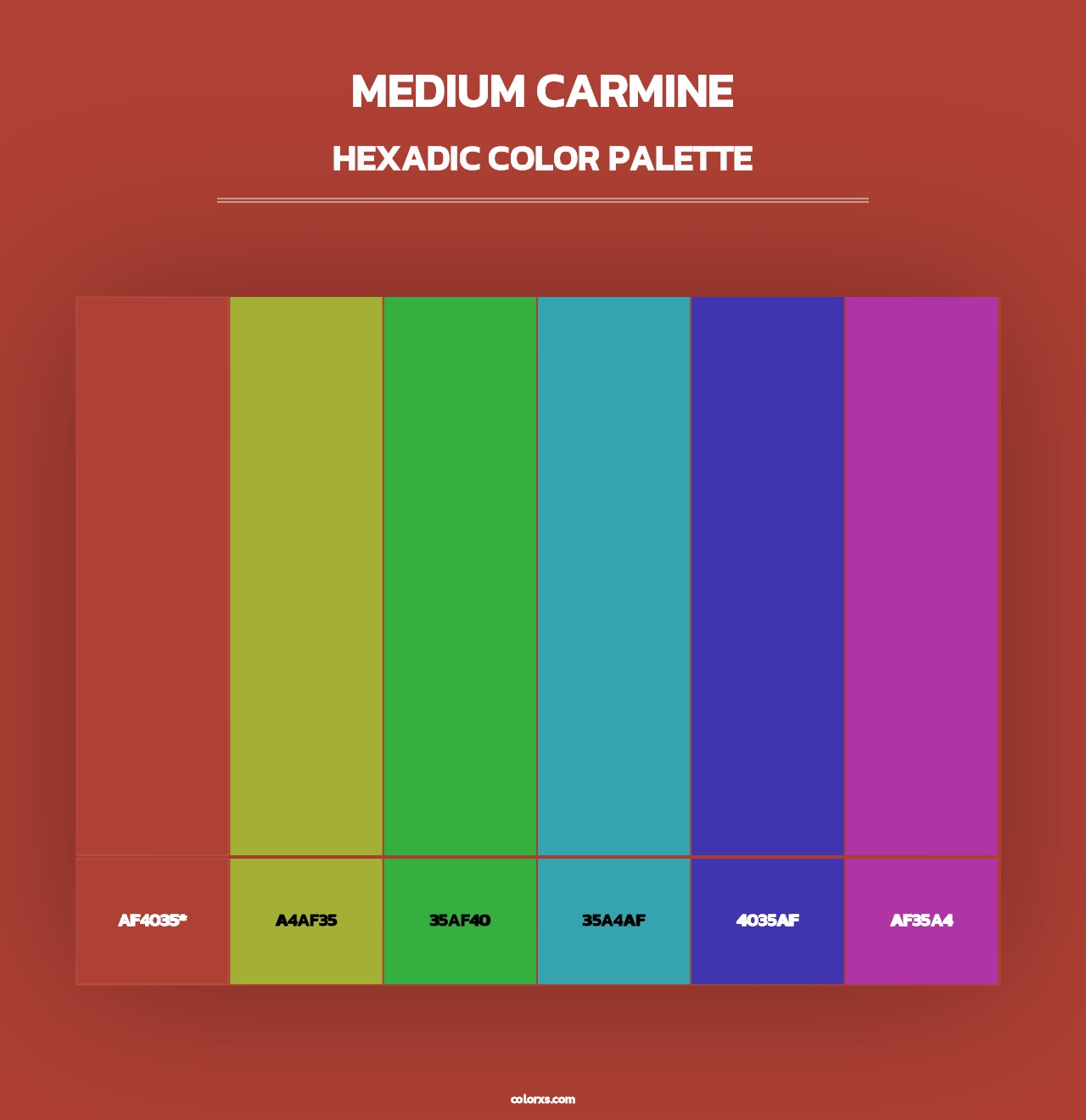 Medium Carmine - Hexadic Color Palette