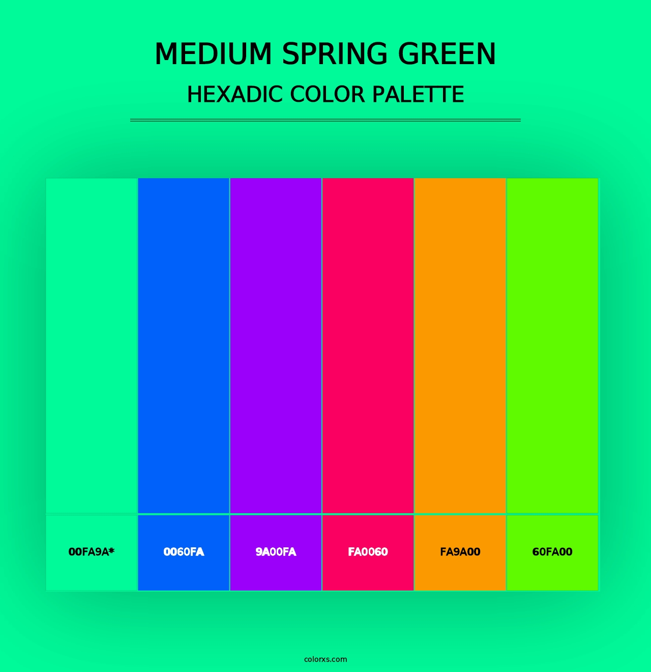 Medium Spring Green - Hexadic Color Palette