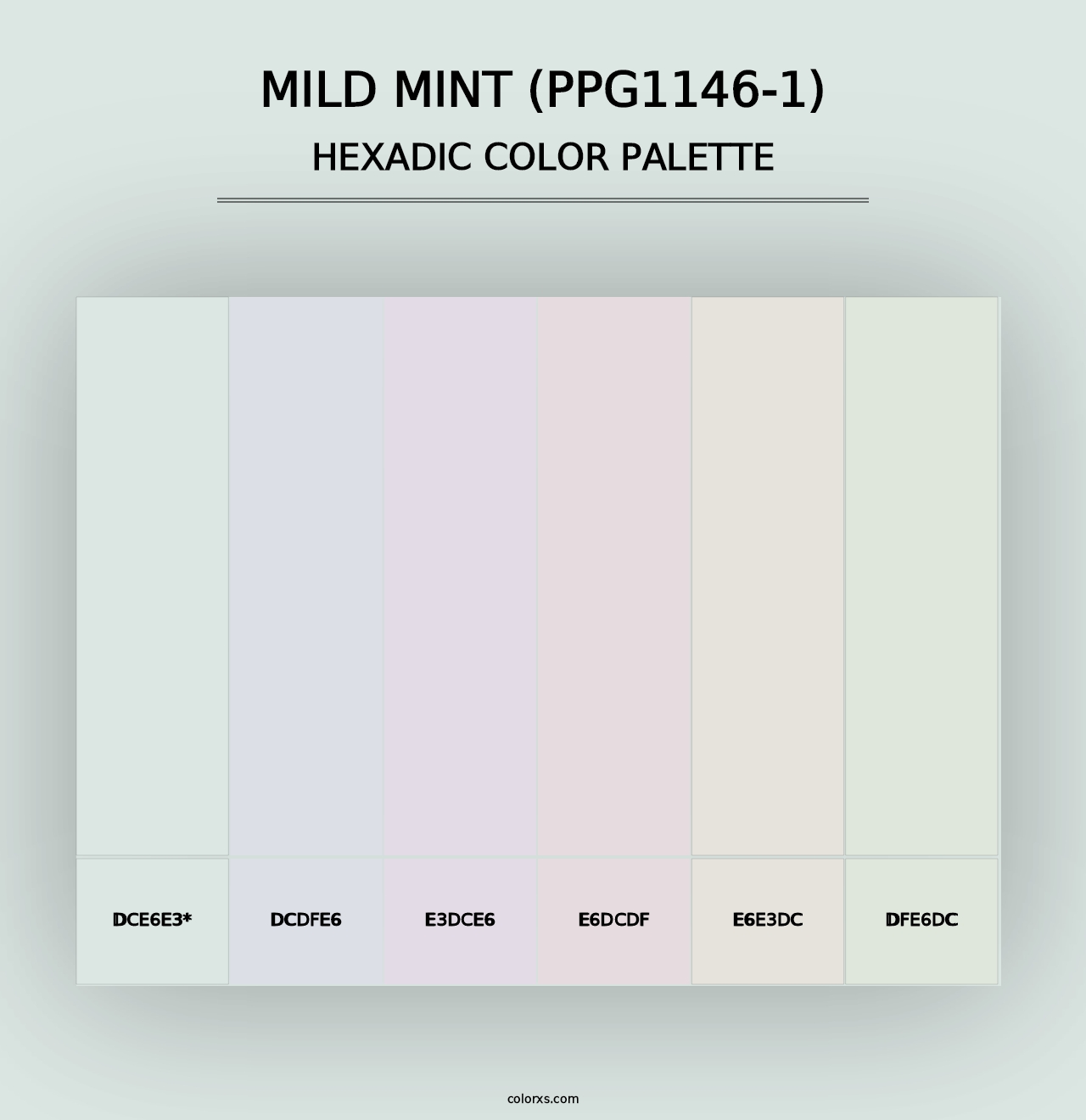 Mild Mint (PPG1146-1) - Hexadic Color Palette