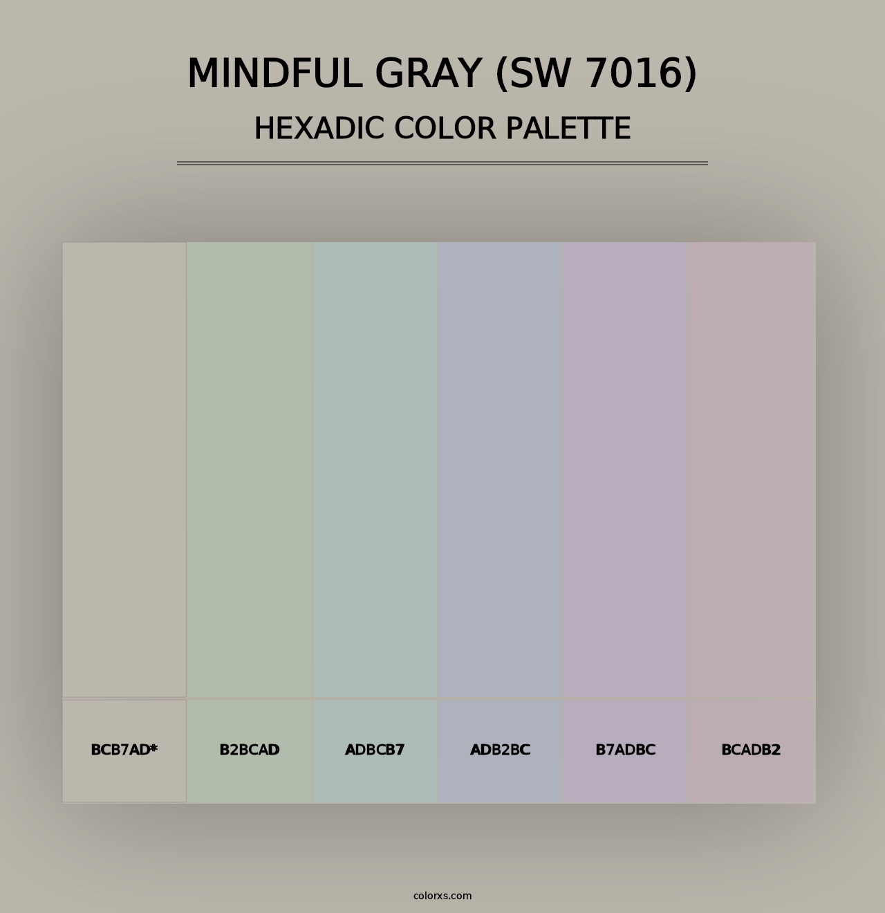 Mindful Gray (SW 7016) - Hexadic Color Palette