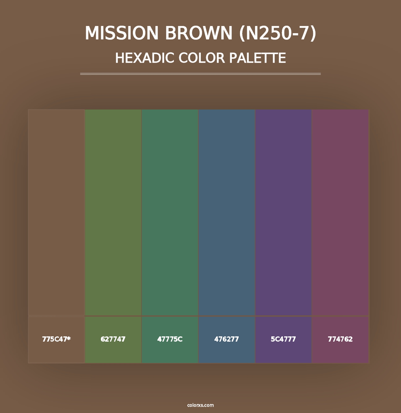 Mission Brown (N250-7) - Hexadic Color Palette