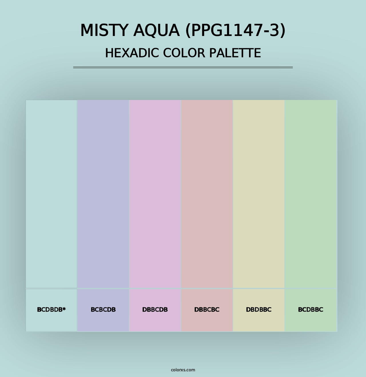 Misty Aqua (PPG1147-3) - Hexadic Color Palette