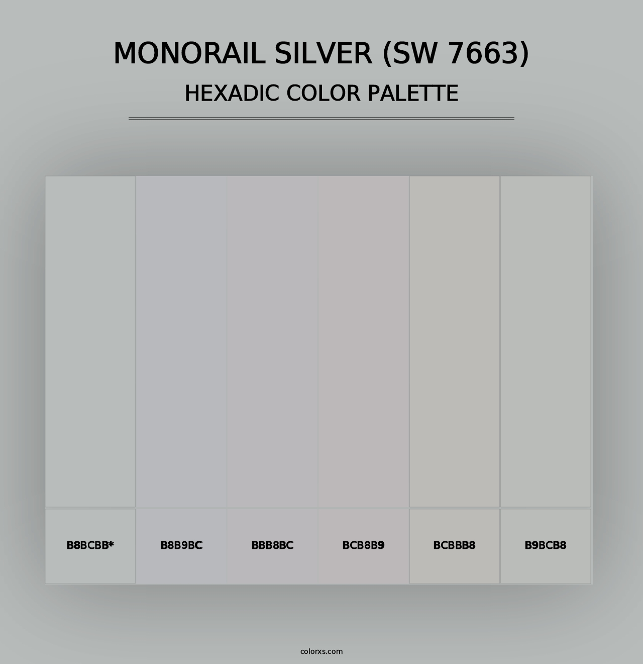 Monorail Silver (SW 7663) - Hexadic Color Palette