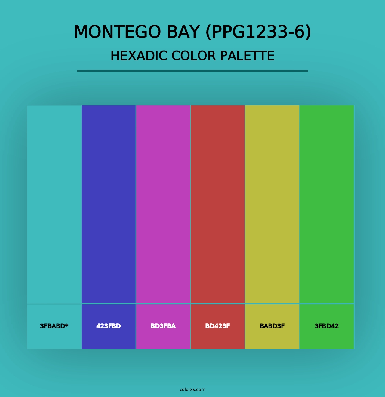 Montego Bay (PPG1233-6) - Hexadic Color Palette