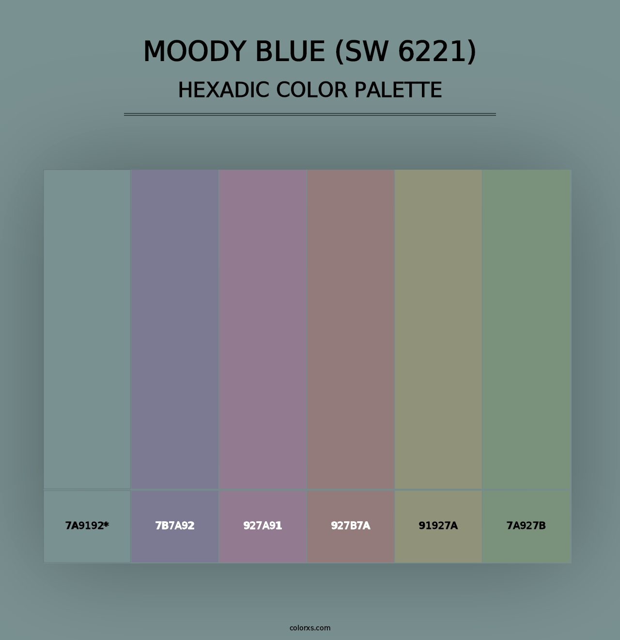 Moody Blue (SW 6221) - Hexadic Color Palette