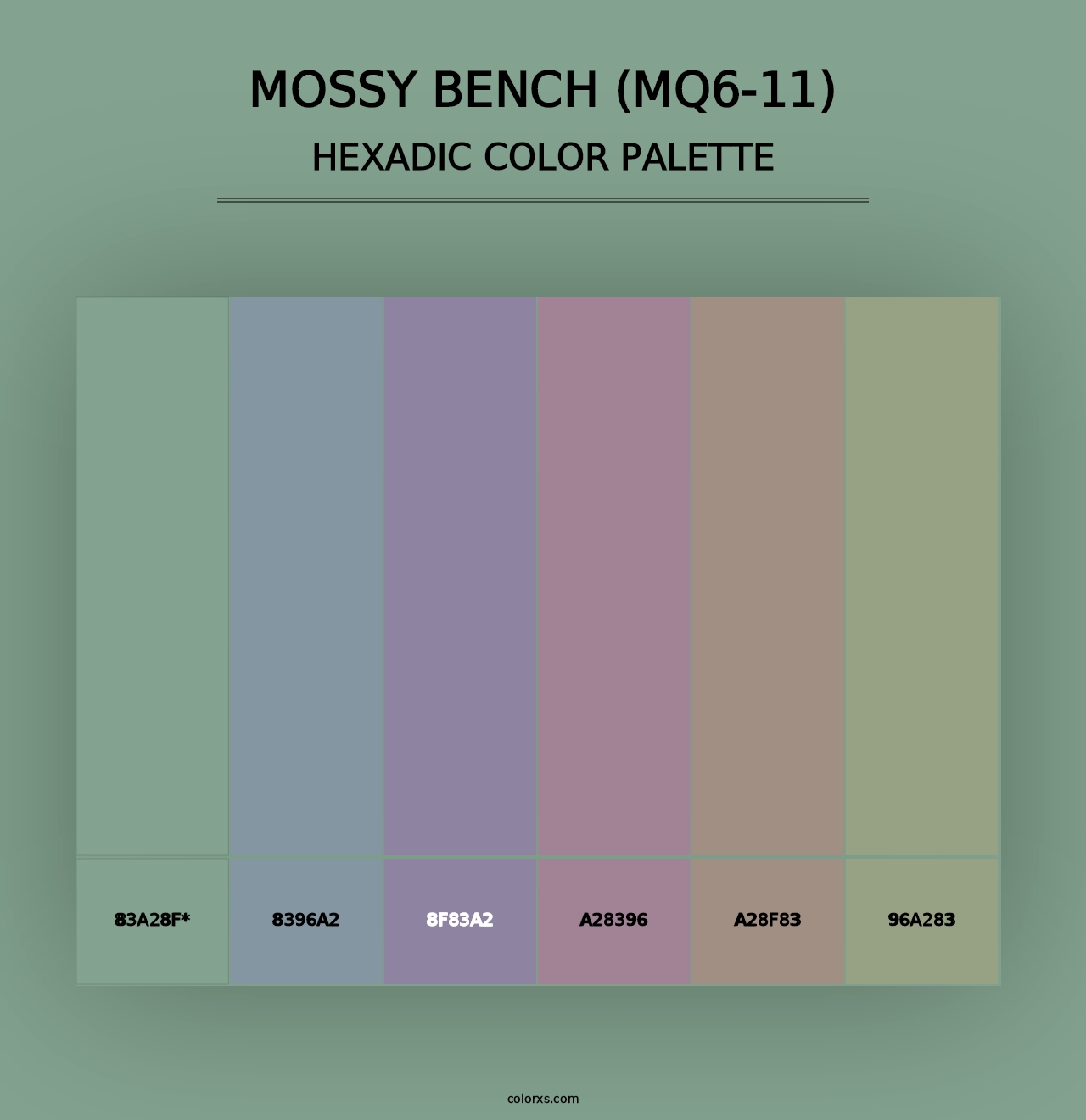 Mossy Bench (MQ6-11) - Hexadic Color Palette