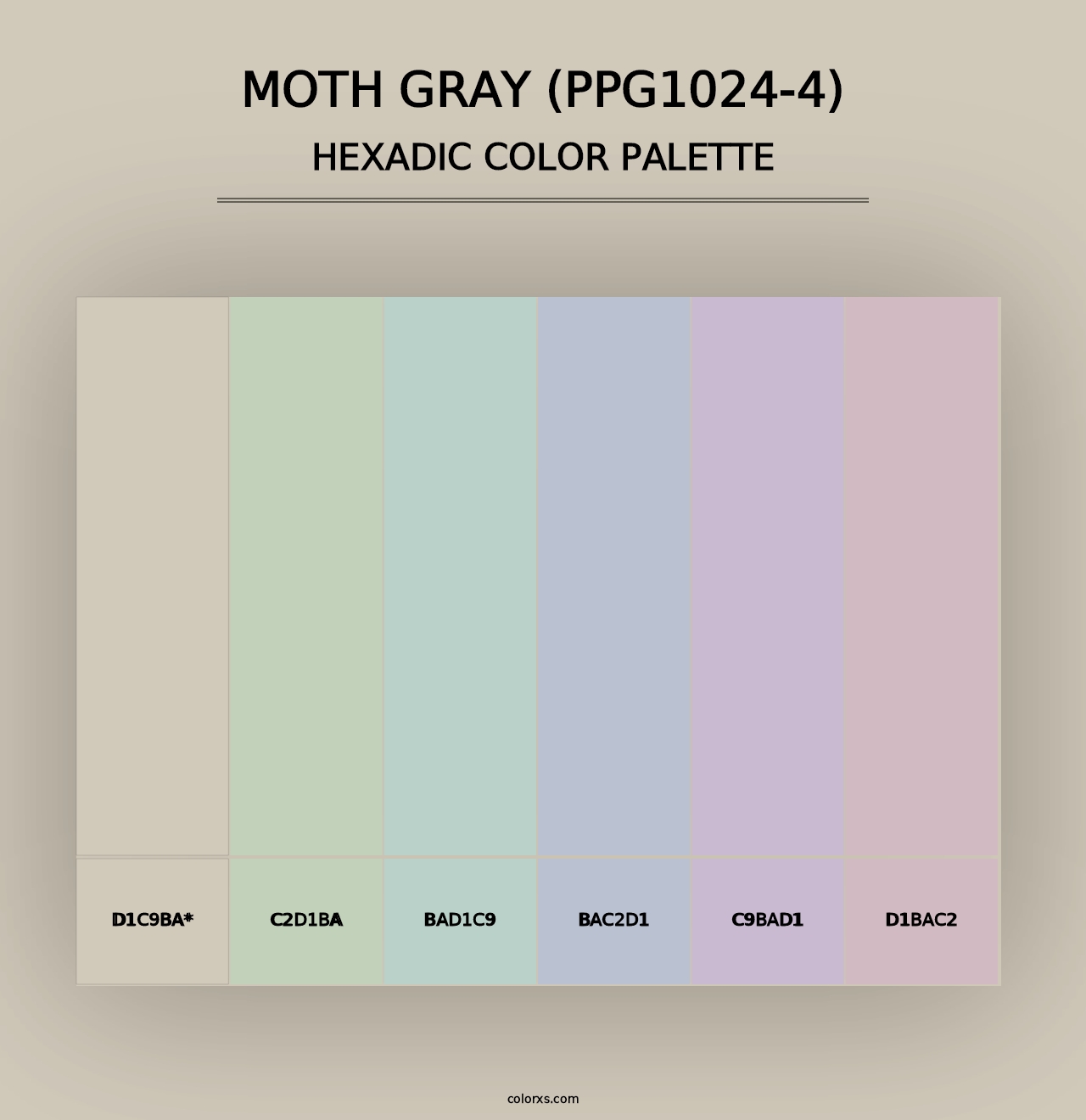 Moth Gray (PPG1024-4) - Hexadic Color Palette