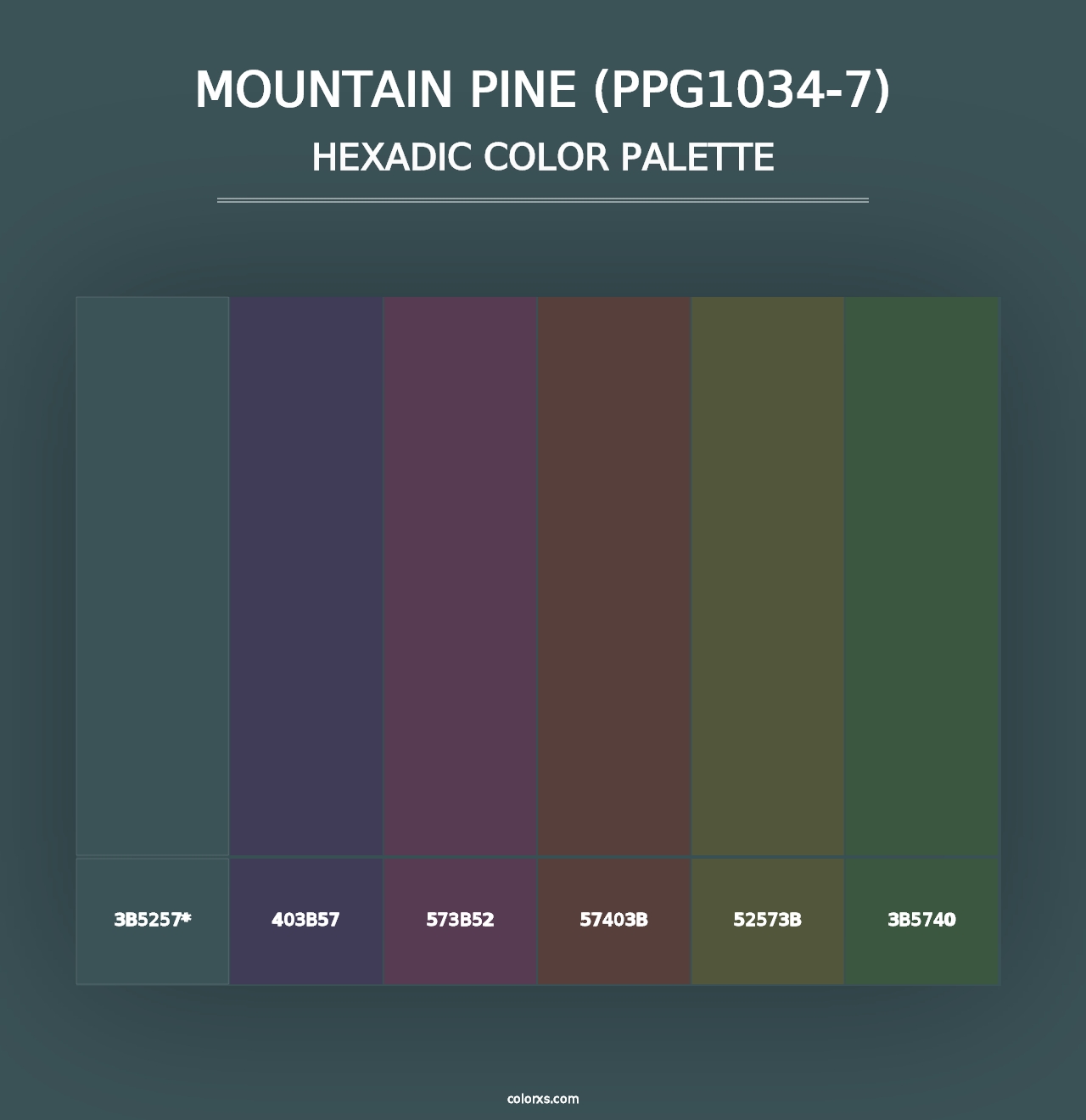 Mountain Pine (PPG1034-7) - Hexadic Color Palette