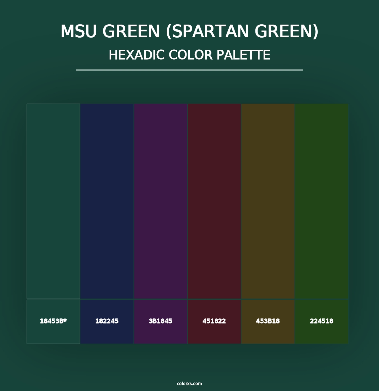 MSU Green (Spartan Green) - Hexadic Color Palette