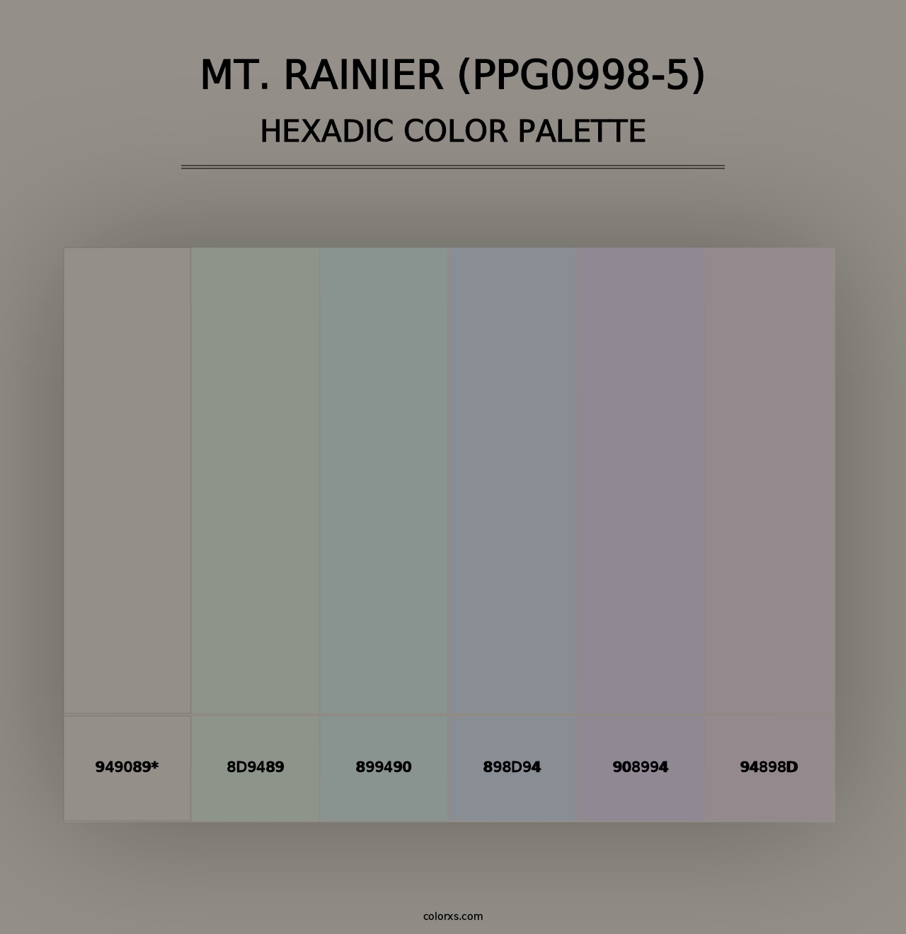 Mt. Rainier (PPG0998-5) - Hexadic Color Palette